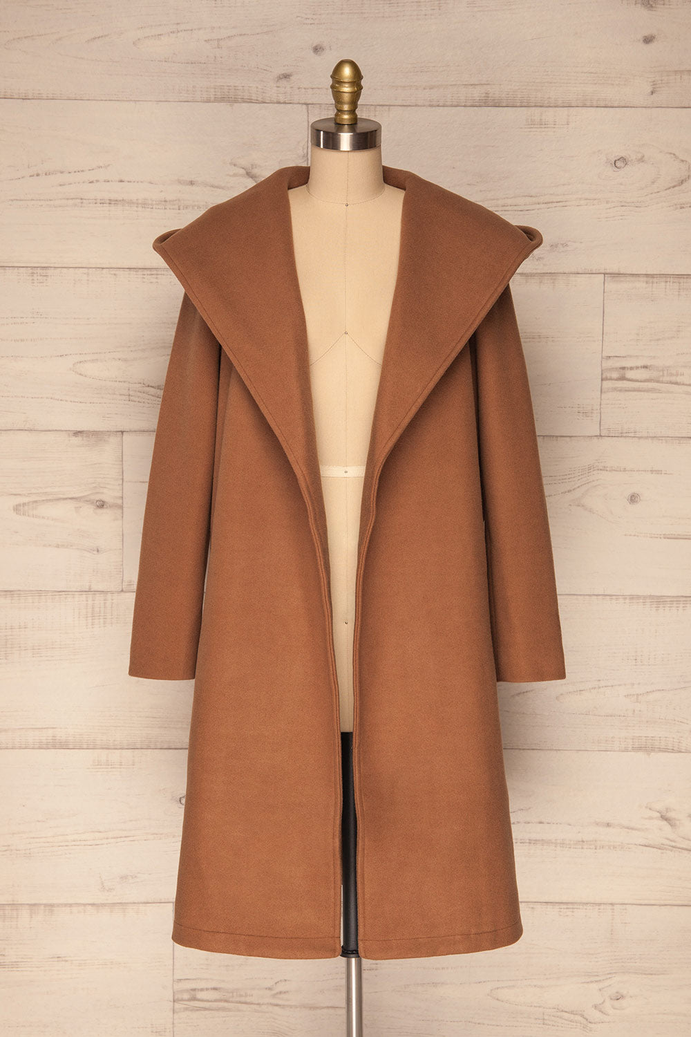 Almeirim Brown Felt Trench Coat | La Petite Garçonne front open view