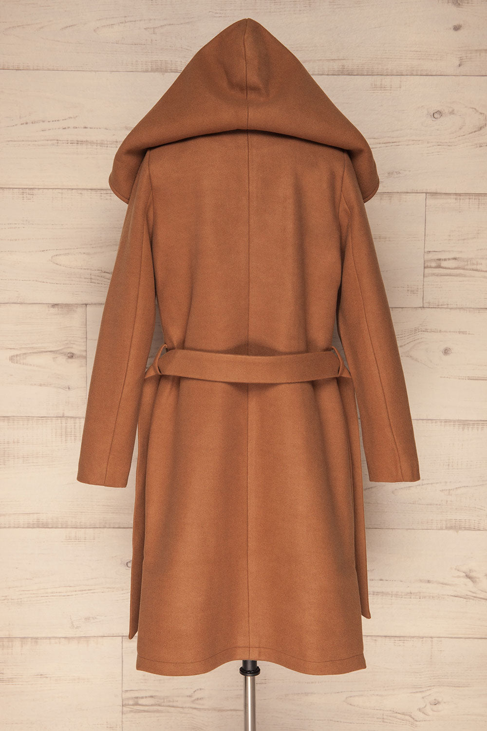 Almeirim Brown Felt Trench Coat | La Petite Garçonne back hood view
