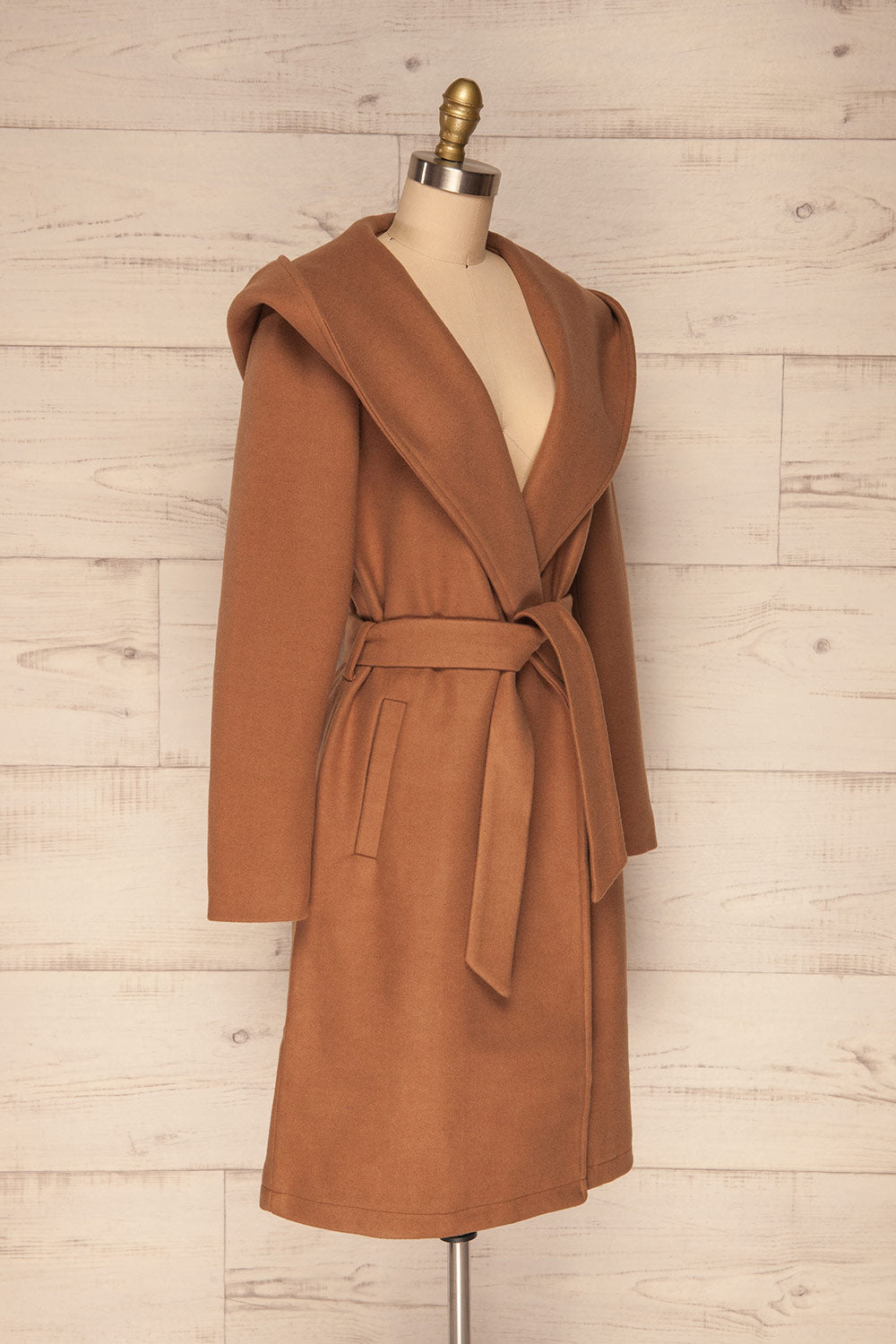 Almeirim Brown Felt Trench Coat | La Petite Garçonne side view