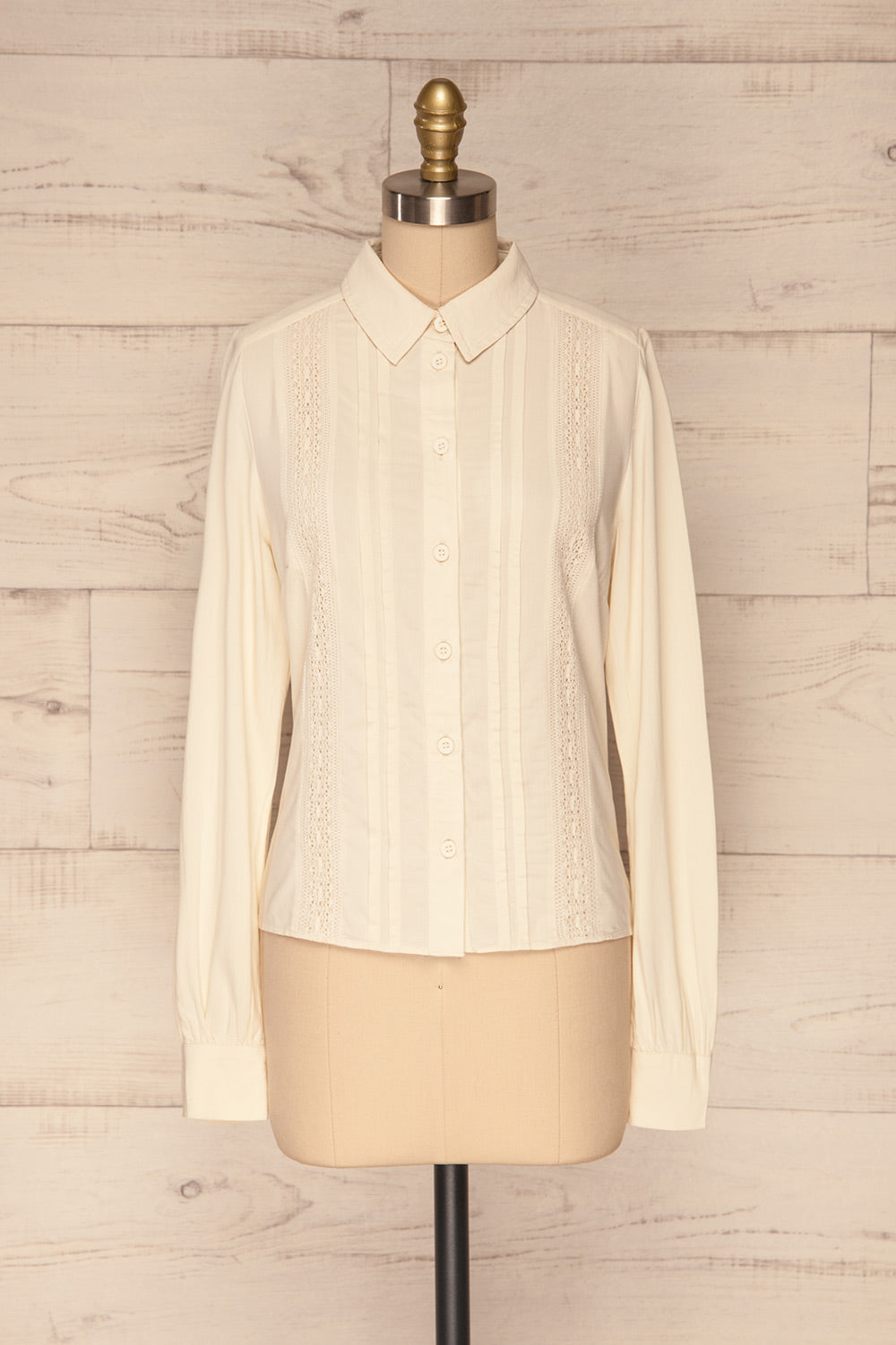 Kargowa Cream Button-Up Shirt with Lace Details | FRONT VIEW | La Petite Garçonne