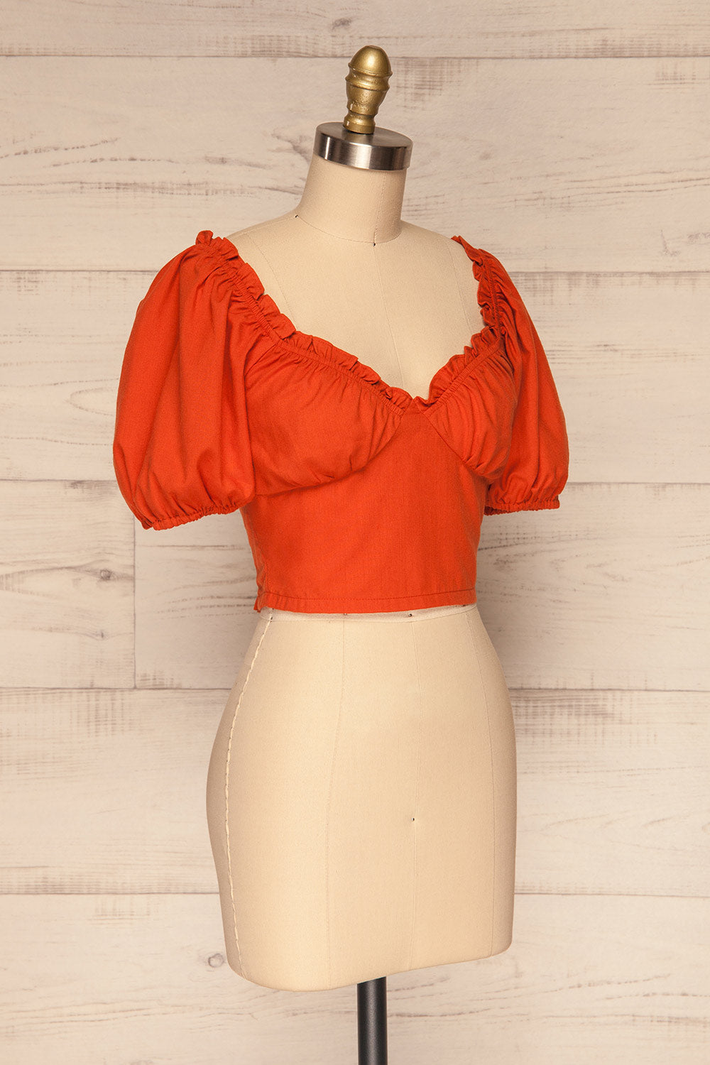 Karvounari Burnt Orange Off-Shoulder Crop Top | La Petite Garçonne 3