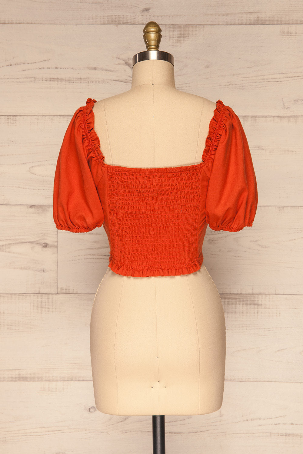 Karvounari Burnt Orange Off-Shoulder Crop Top | La Petite Garçonne 5