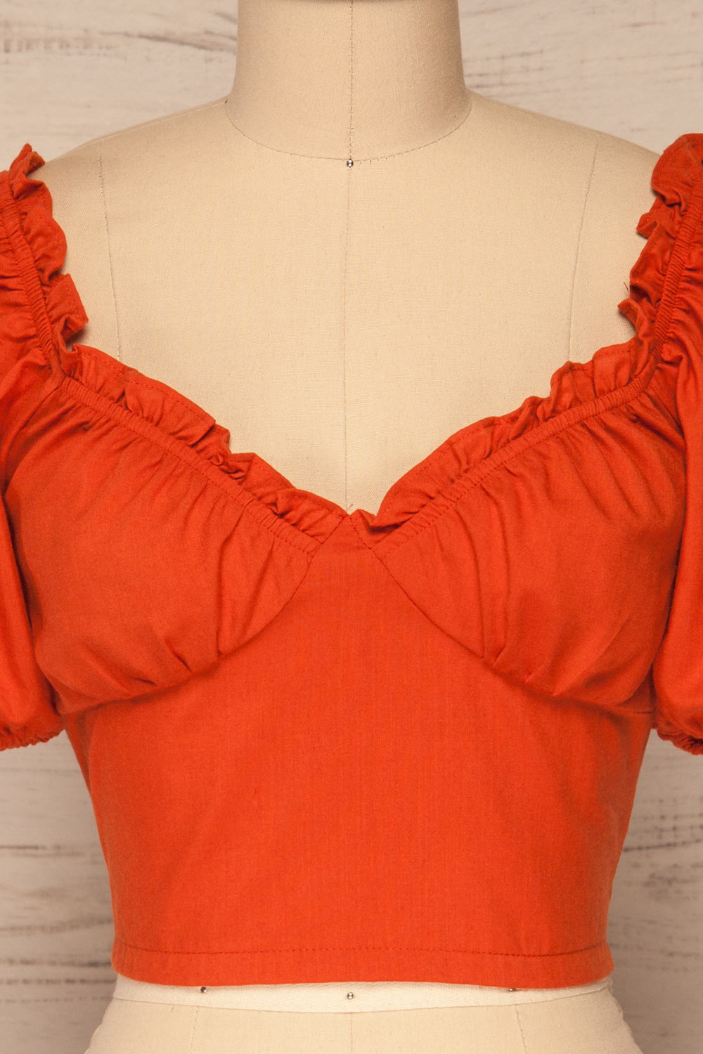 Karvounari Burnt Orange Off-Shoulder Crop Top | La Petite Garçonne 7