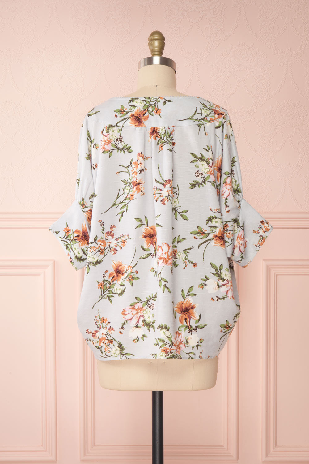 Katinka Light Blue Floral Loose Blouse | Boutique 1861 back view