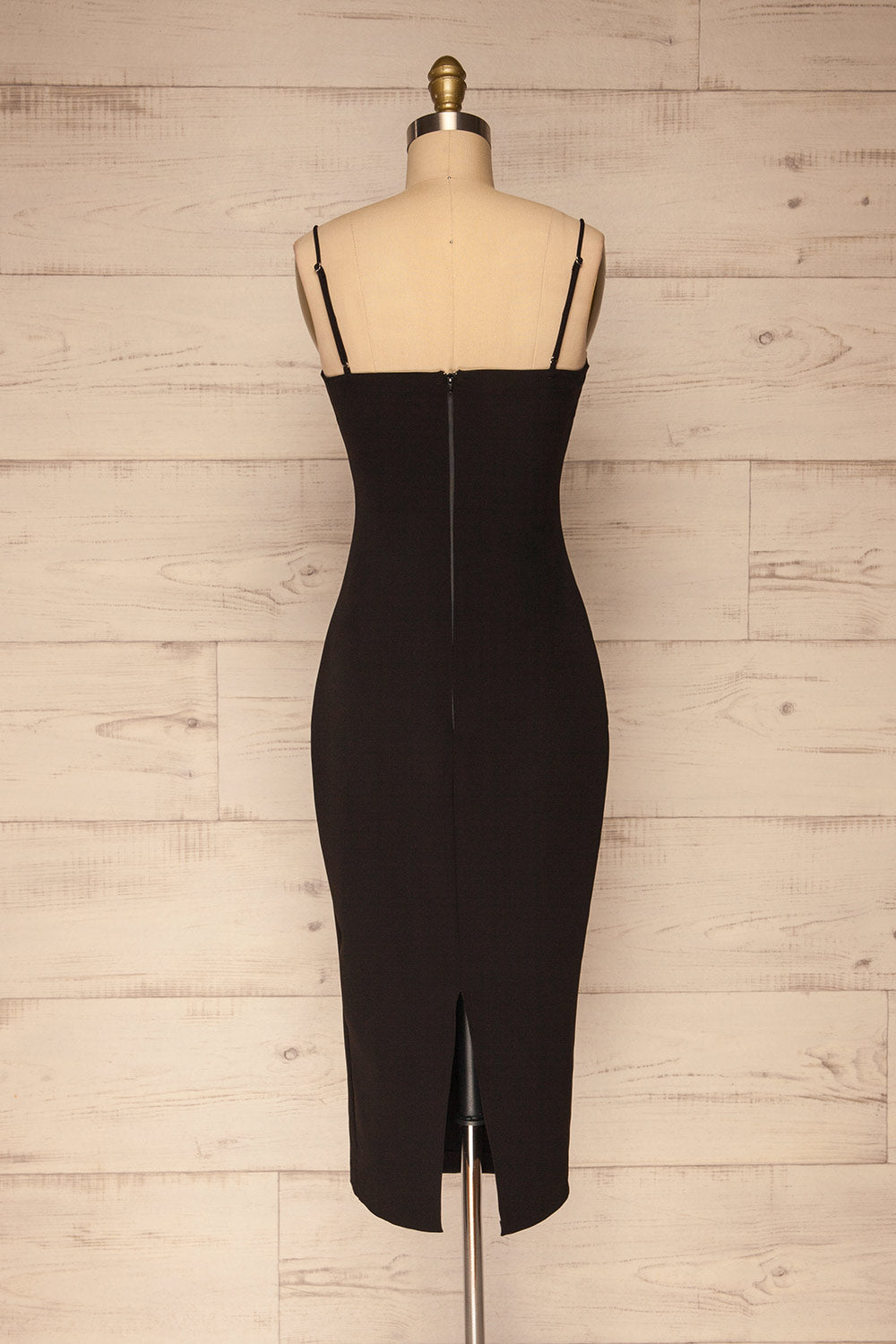 Kavala Black Fitted Midi Dress | La petite garçonne back view