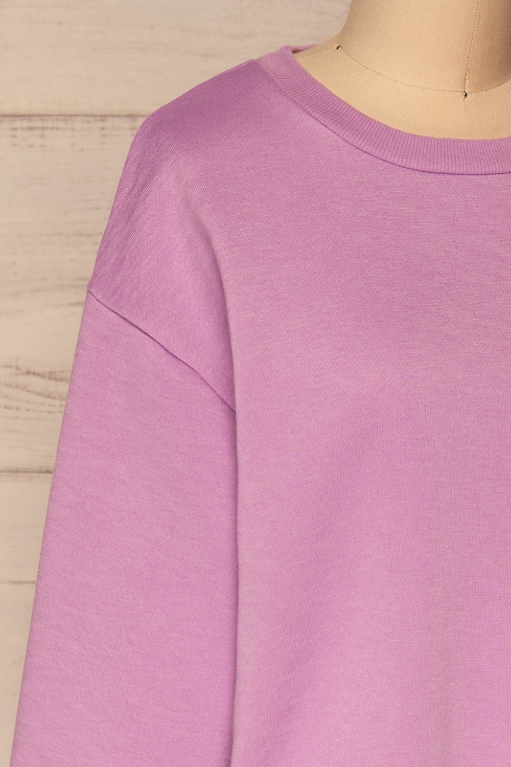 Kazann Purple Crew Neck Sweater | La petite garçonne side close-up