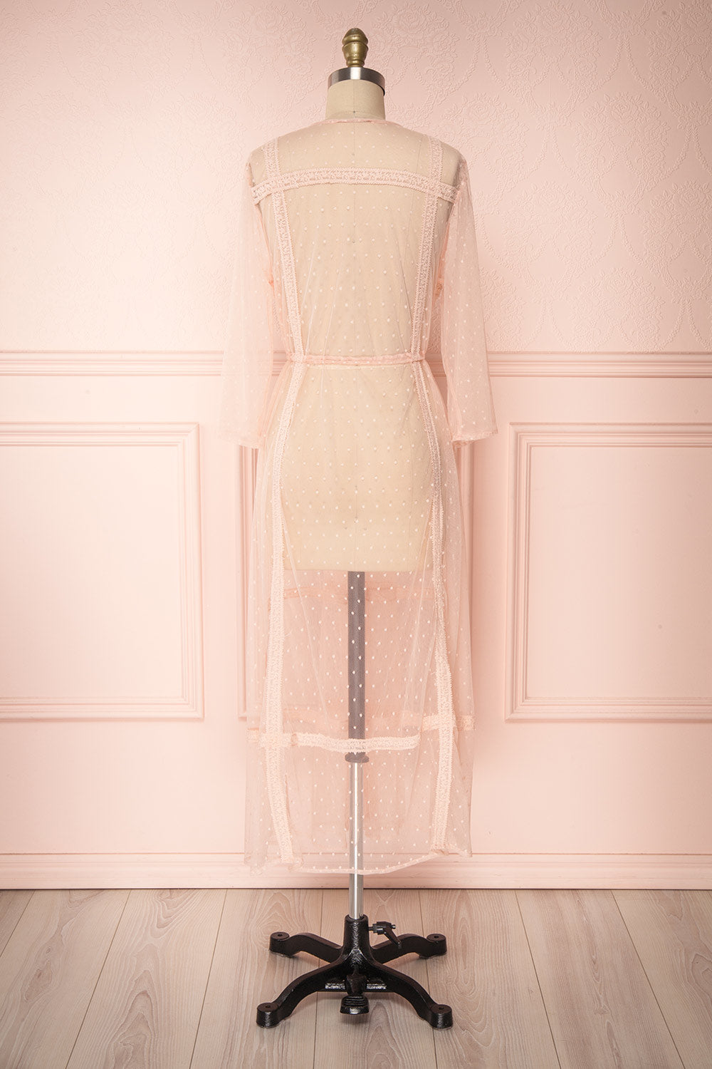 Kealoha Pink Embroidered Polka Dot Mesh Kimono | Boutique 1861 6