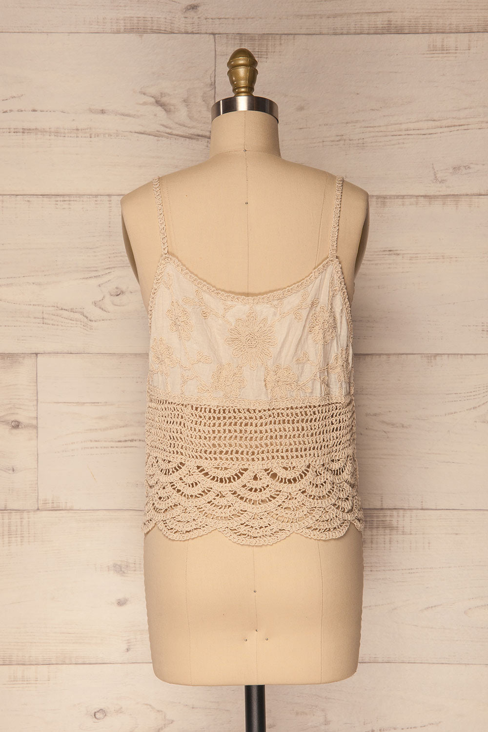 Kefalos Sand Beige Crocheted Lace Crop Top | La Petite Garçonne 7