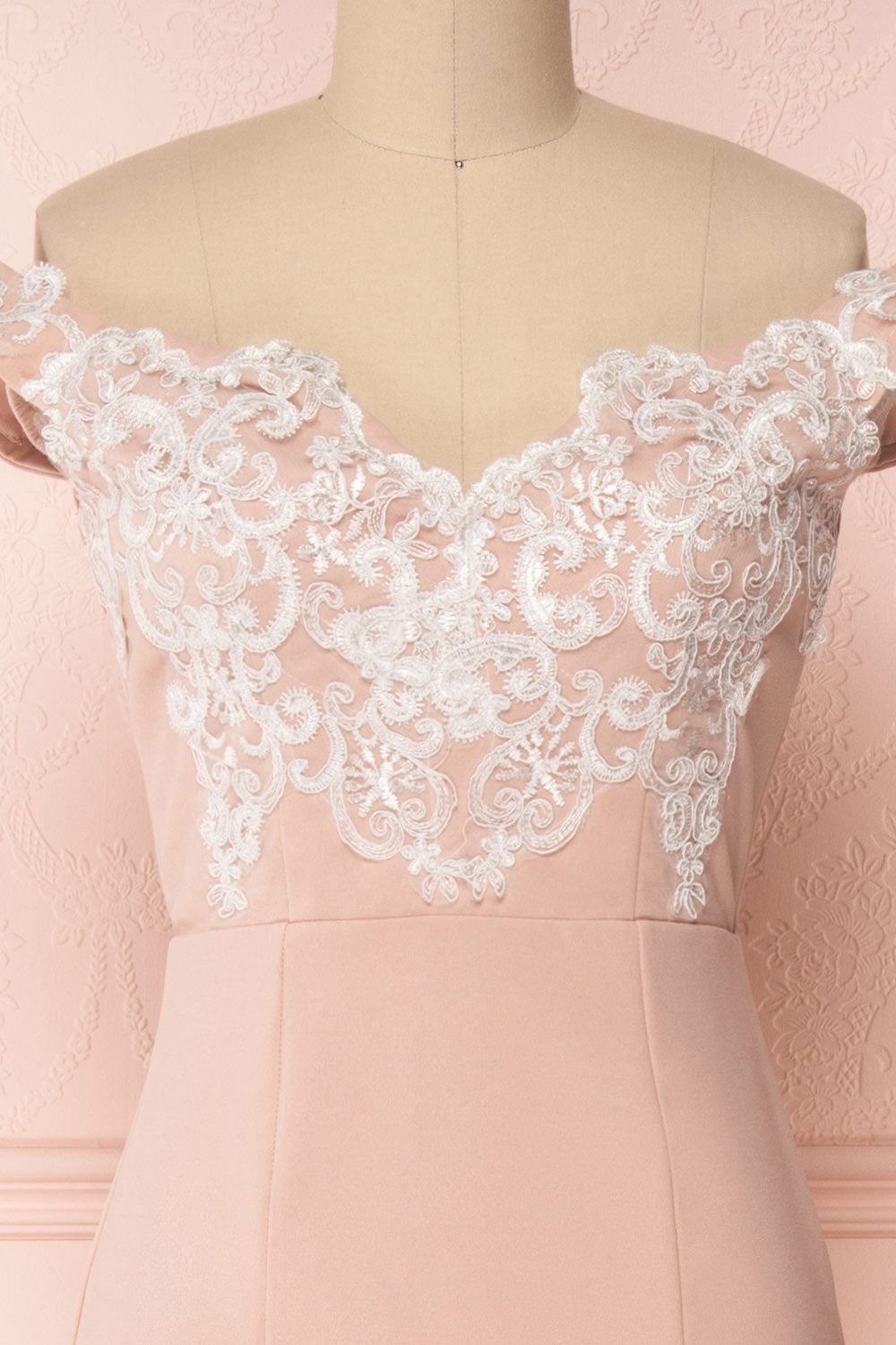 Keity Rose Pâle | Robe Sirène à Épaules Dégagées