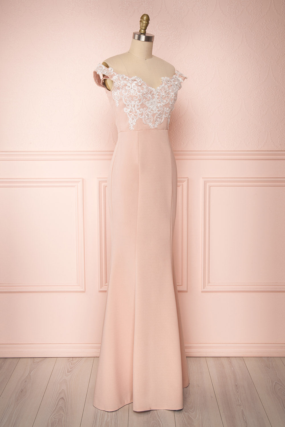 Keity Rose Pâle | Robe Sirène à Épaules Dégagées