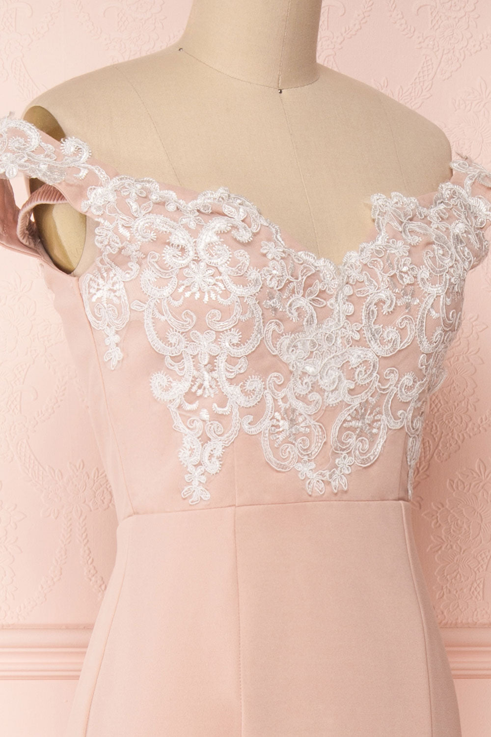 Keity Rose Pâle | Robe Sirène à Épaules Dégagées