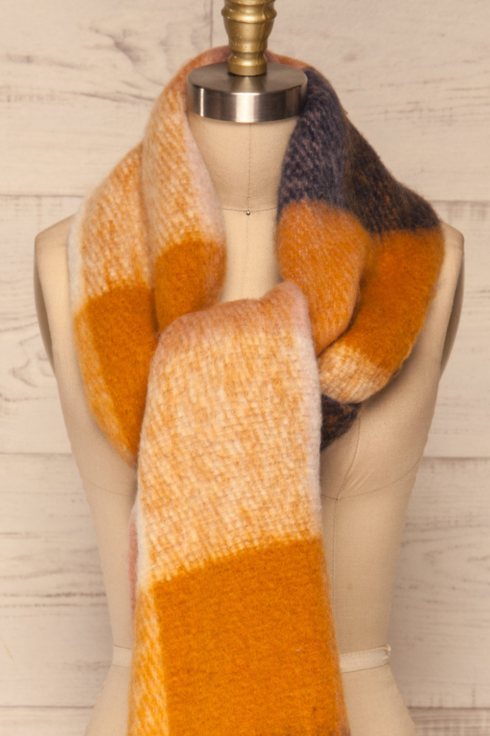 Kepice Fall Colorful Soft Scarf with Fringe | La Petite Garçonne front tie close-up