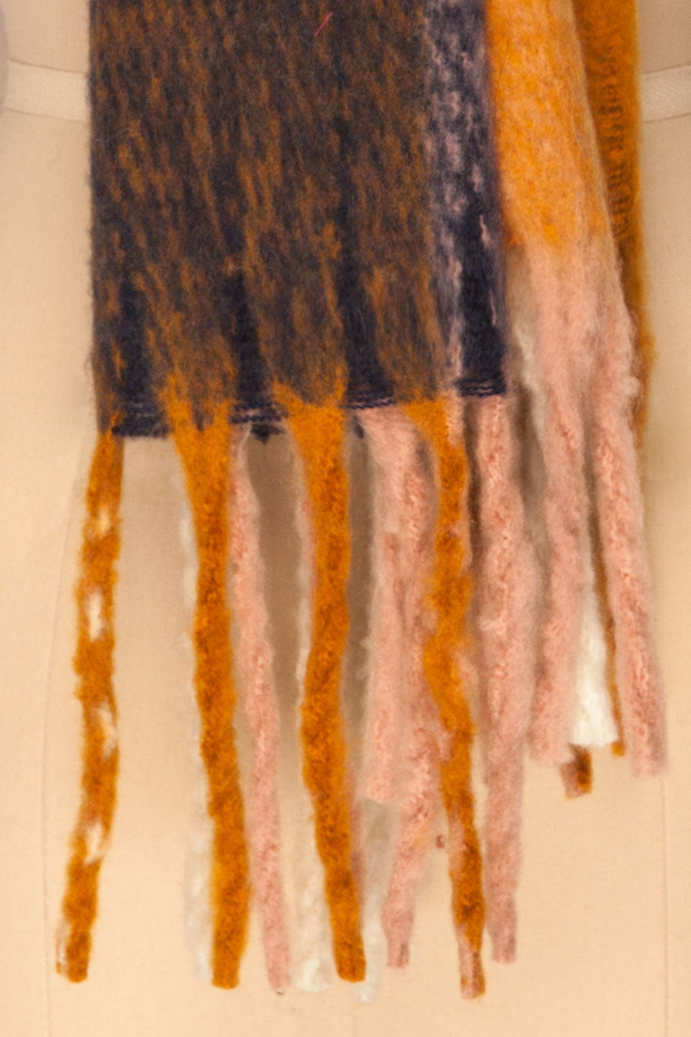 Kepice Fall Colorful Soft Scarf with Fringe | La Petite Garçonne bottom close-up