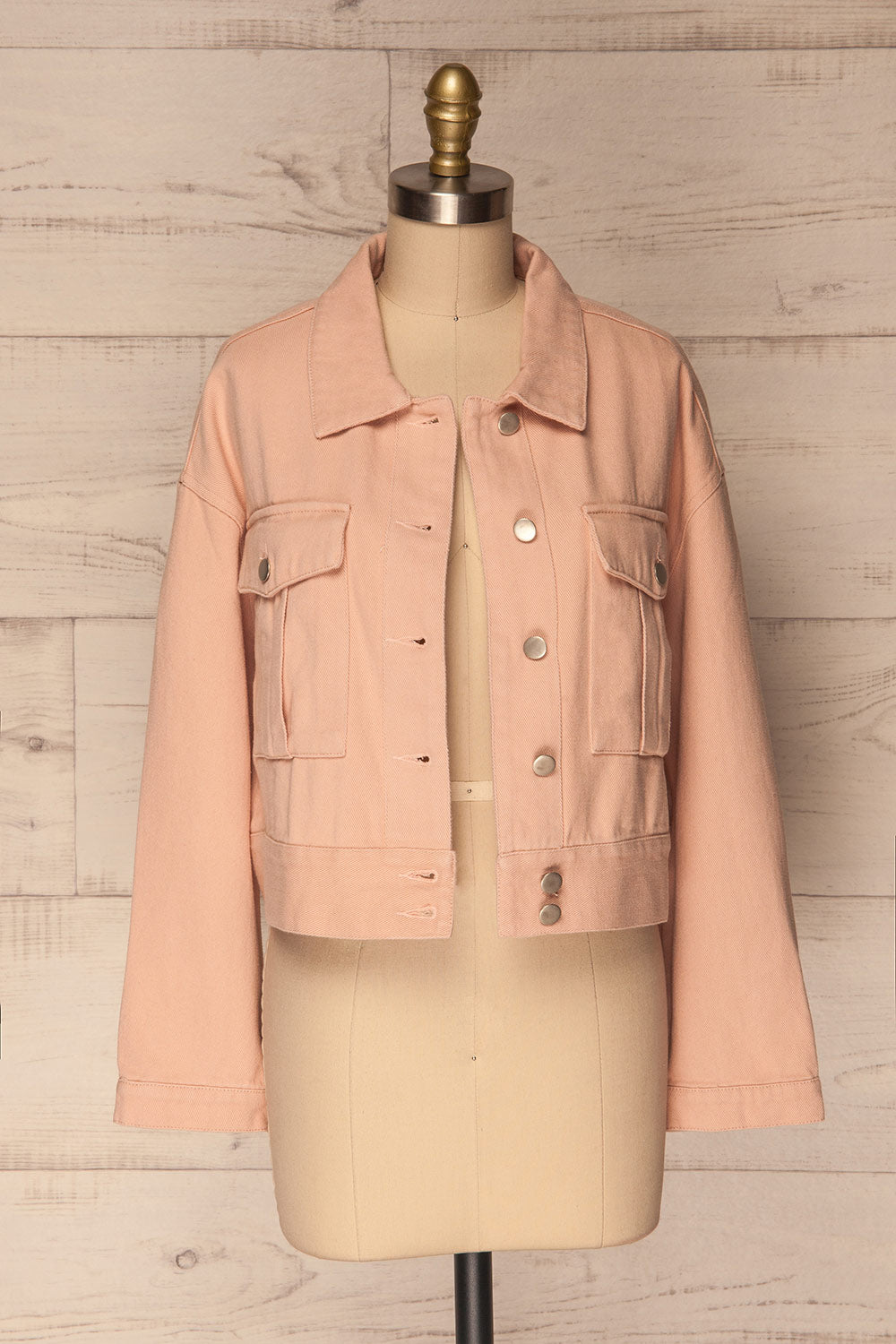 Keratea Pink Cropped Jean Jacket with Pockets | La Petite Garçonne 3