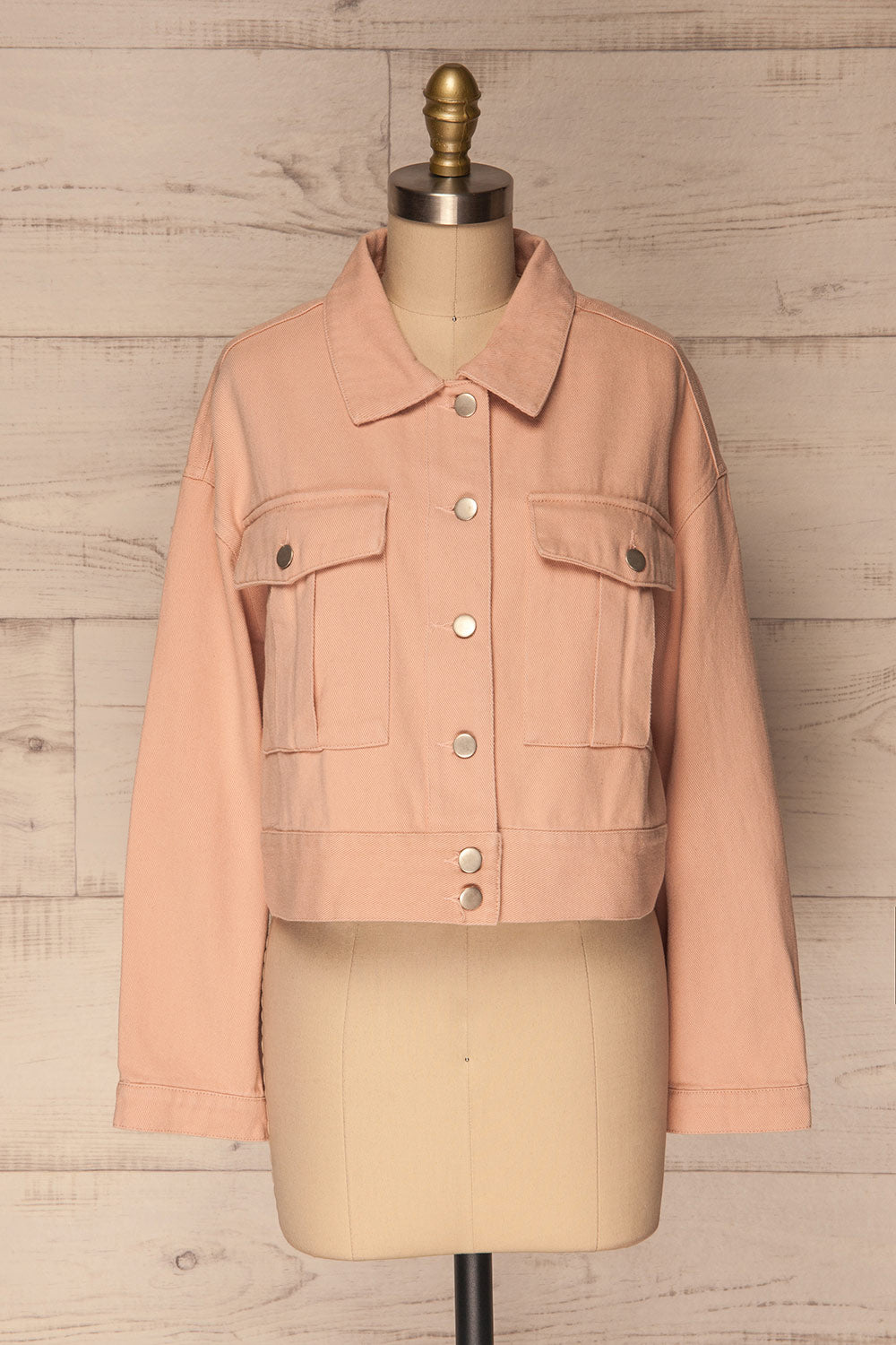 Keratea Pink Cropped Jean Jacket with Pockets La Petite Garçonne