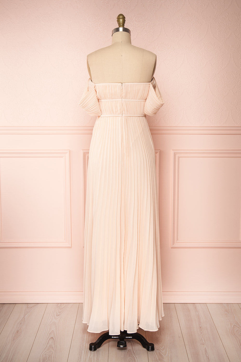 Khalida Light Pink Pleated Maxi Dress back view | Boudoir 1861