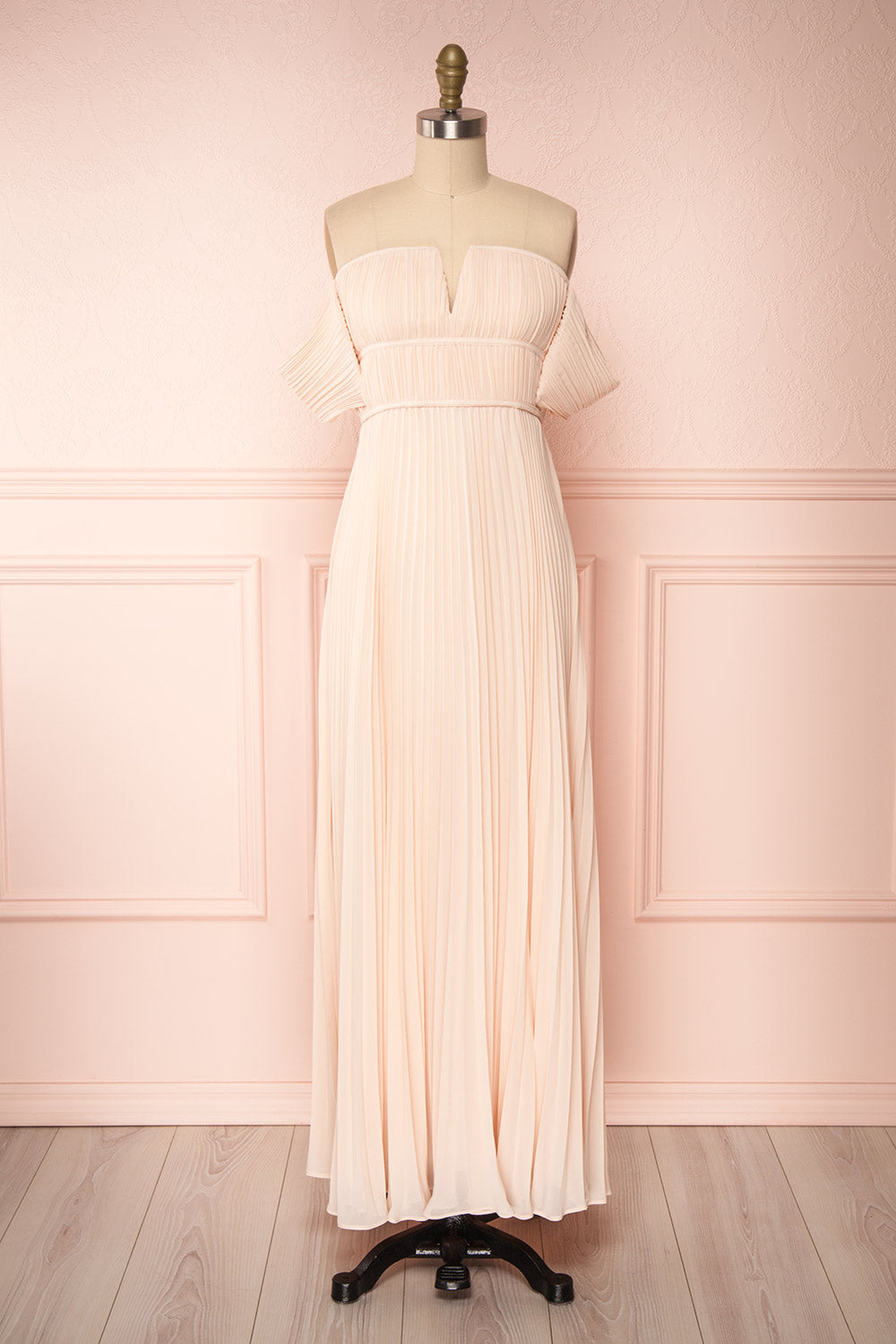 Khalida Light Pink Pleated Maxi Dress | Boudoir 1861