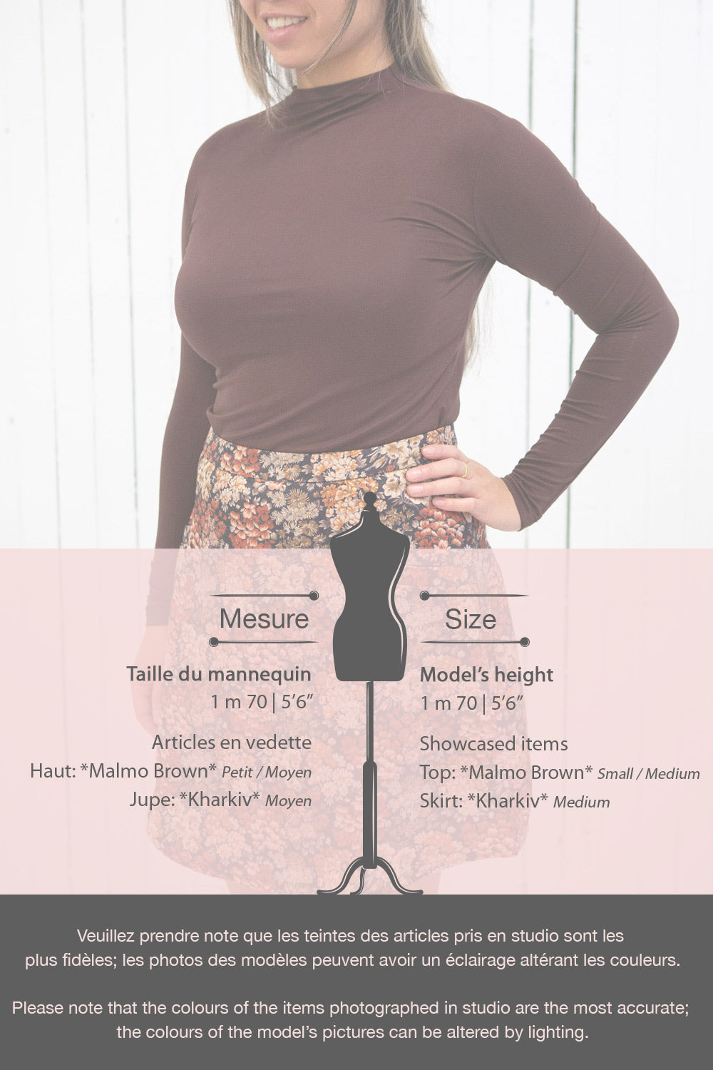 Malmo Brown Mock Neck Long Sleeve Top | La petite garçonne size