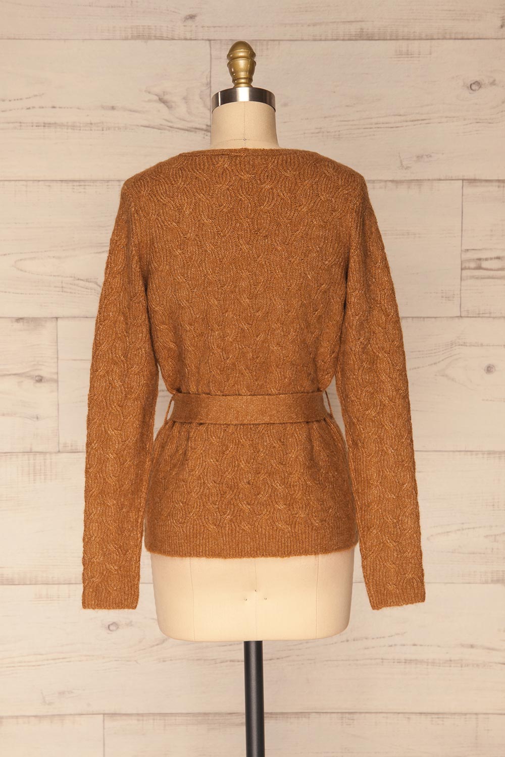 Kielce Tabac Brown Knit Cardigan | La Petite Garçonne back view
