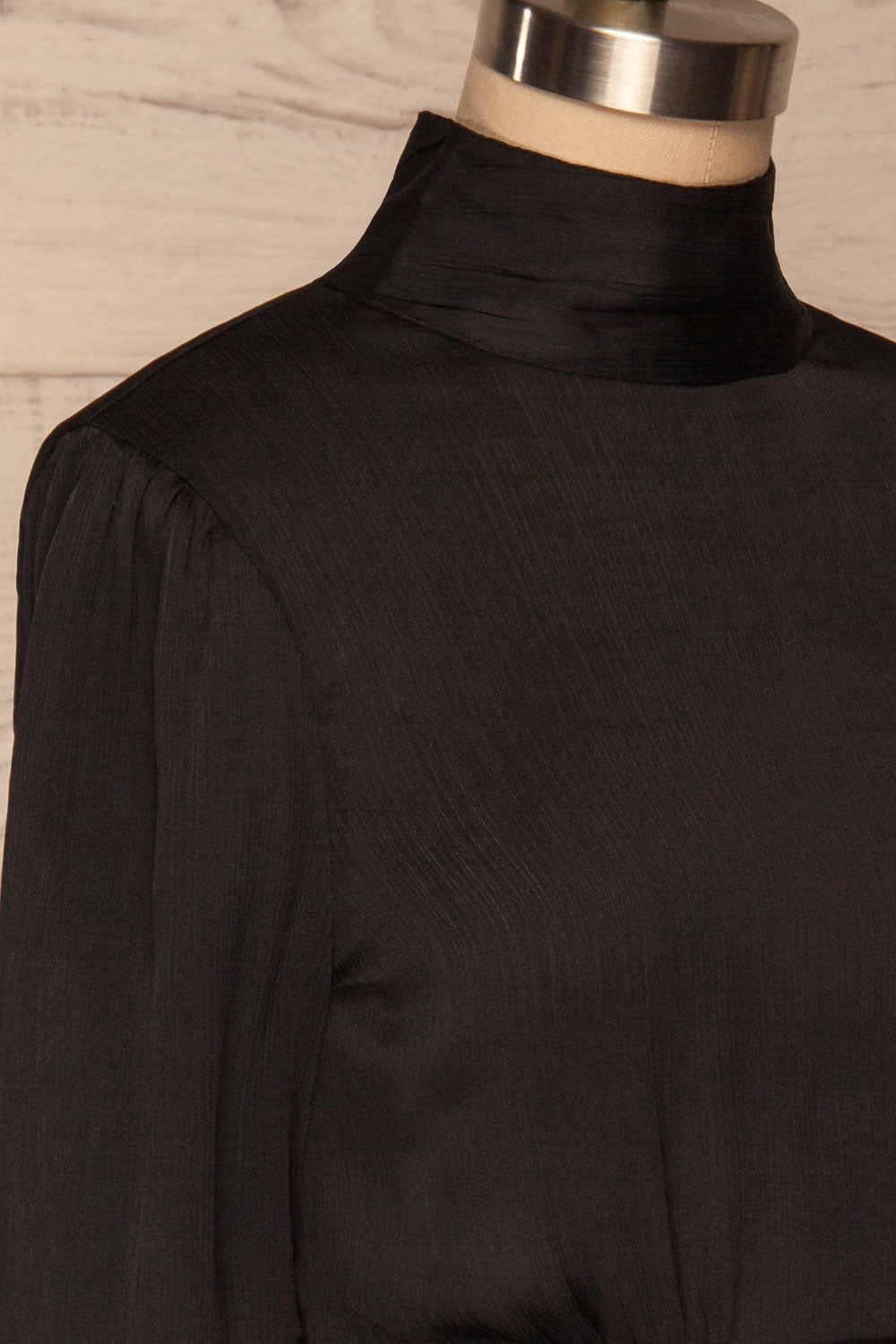 Kiell Black Open Back Silky Blouse | La petite garçonne side close up