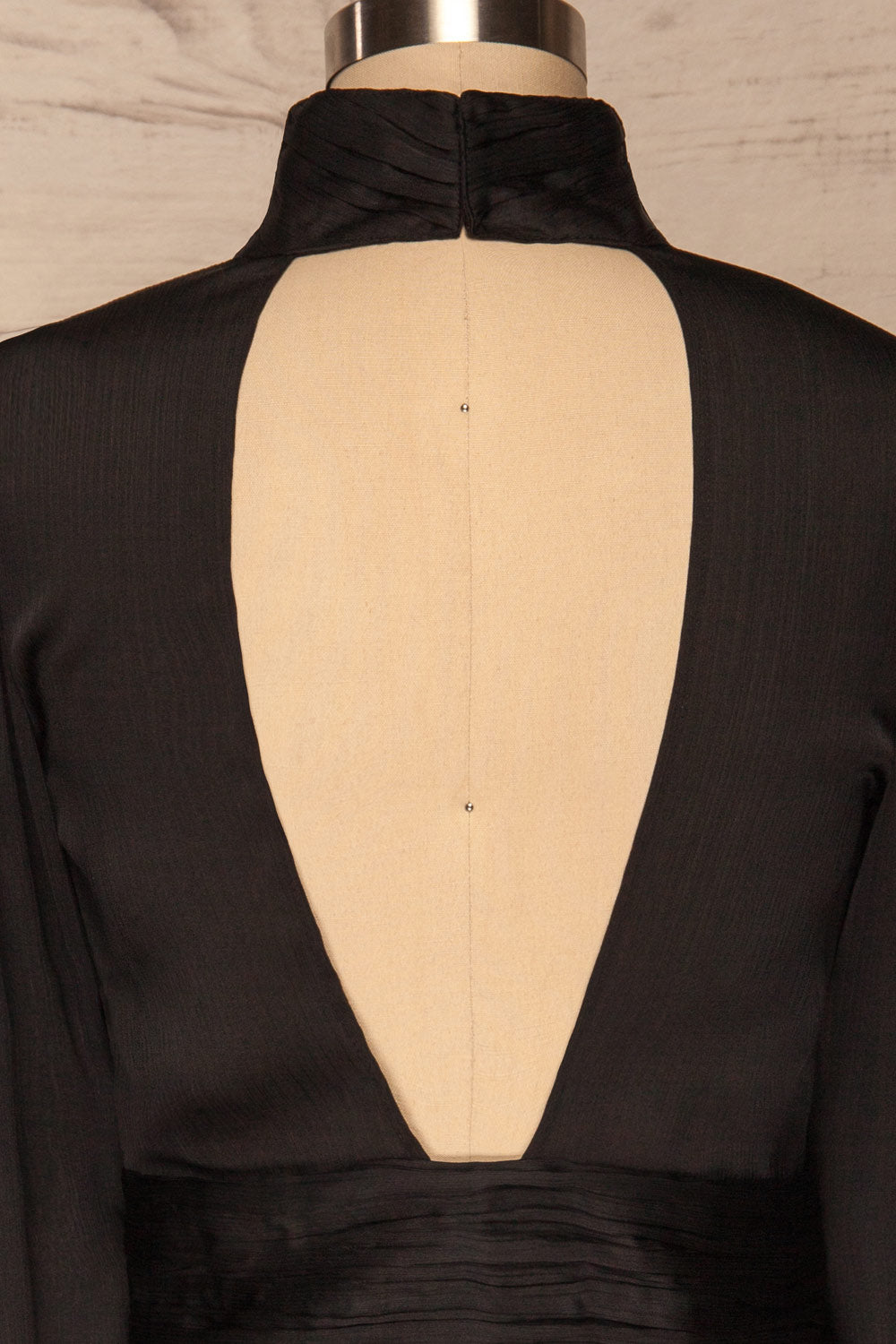 Kiell Black Open Back Silky Blouse | La petite garçonne back close up