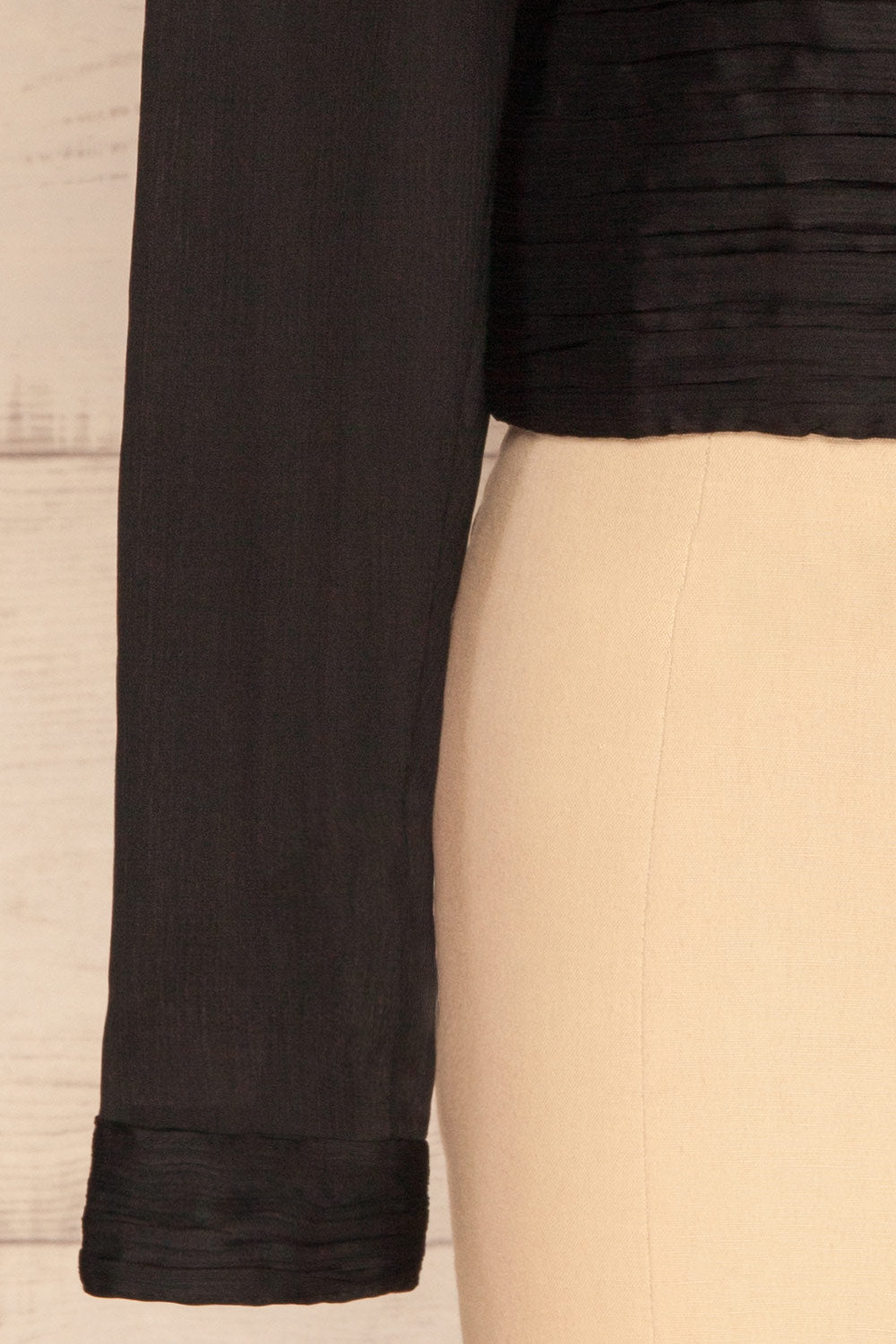 Kiell Black Open Back Silky Blouse | La petite garçonne sleeve