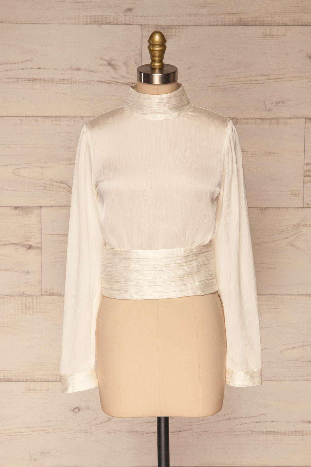 Kiell Ivory Open Back Silky Blouse | La petite garçonne front view