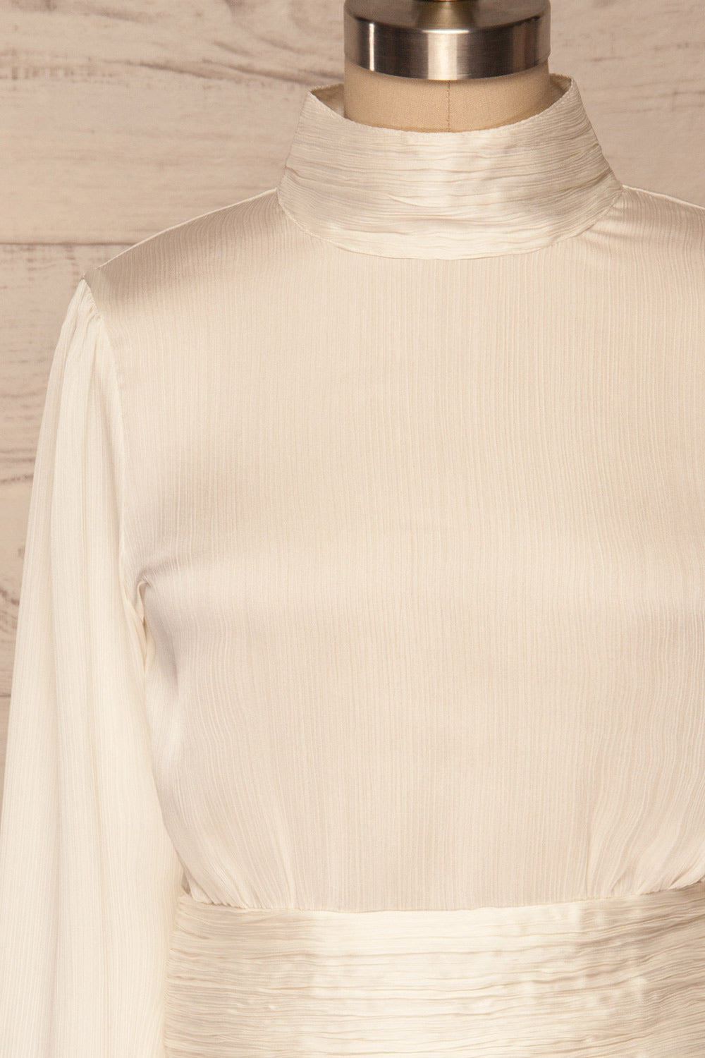Kiell Ivory Open Back Silky Blouse | La petite garçonne front close up