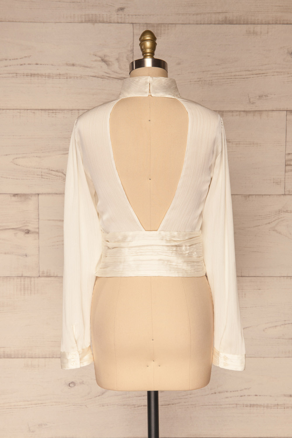 Kiell Ivory Open Back Silky Blouse | La petite garçonne back view