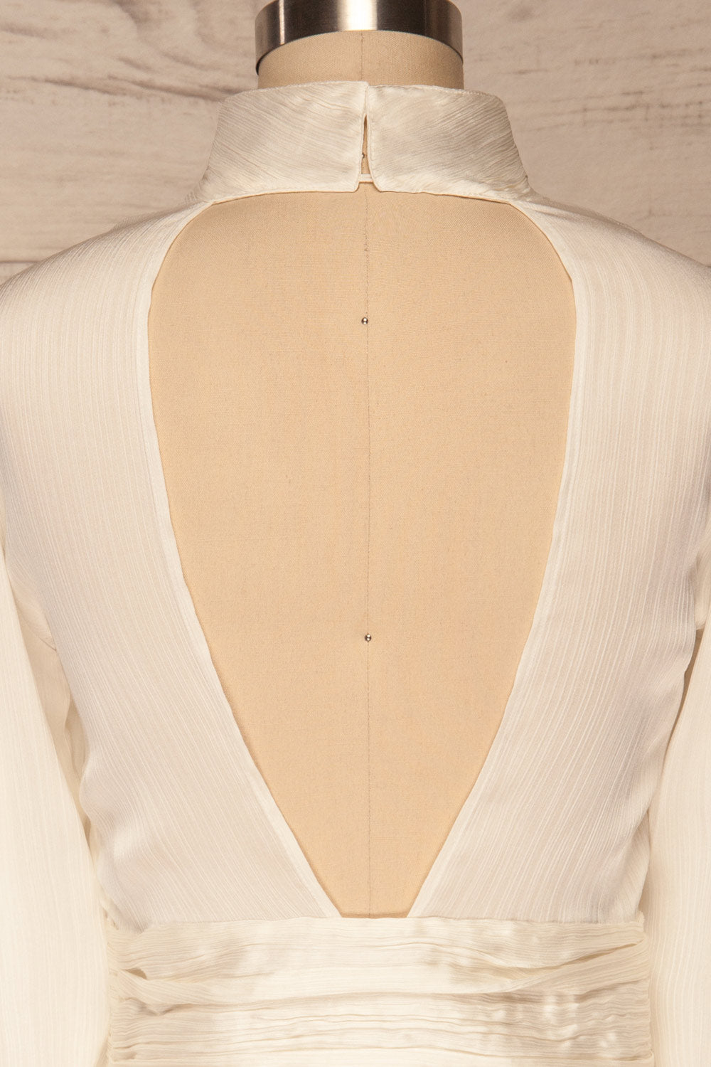 Kiell Ivory Open Back Silky Blouse | La petite garçonne back close up