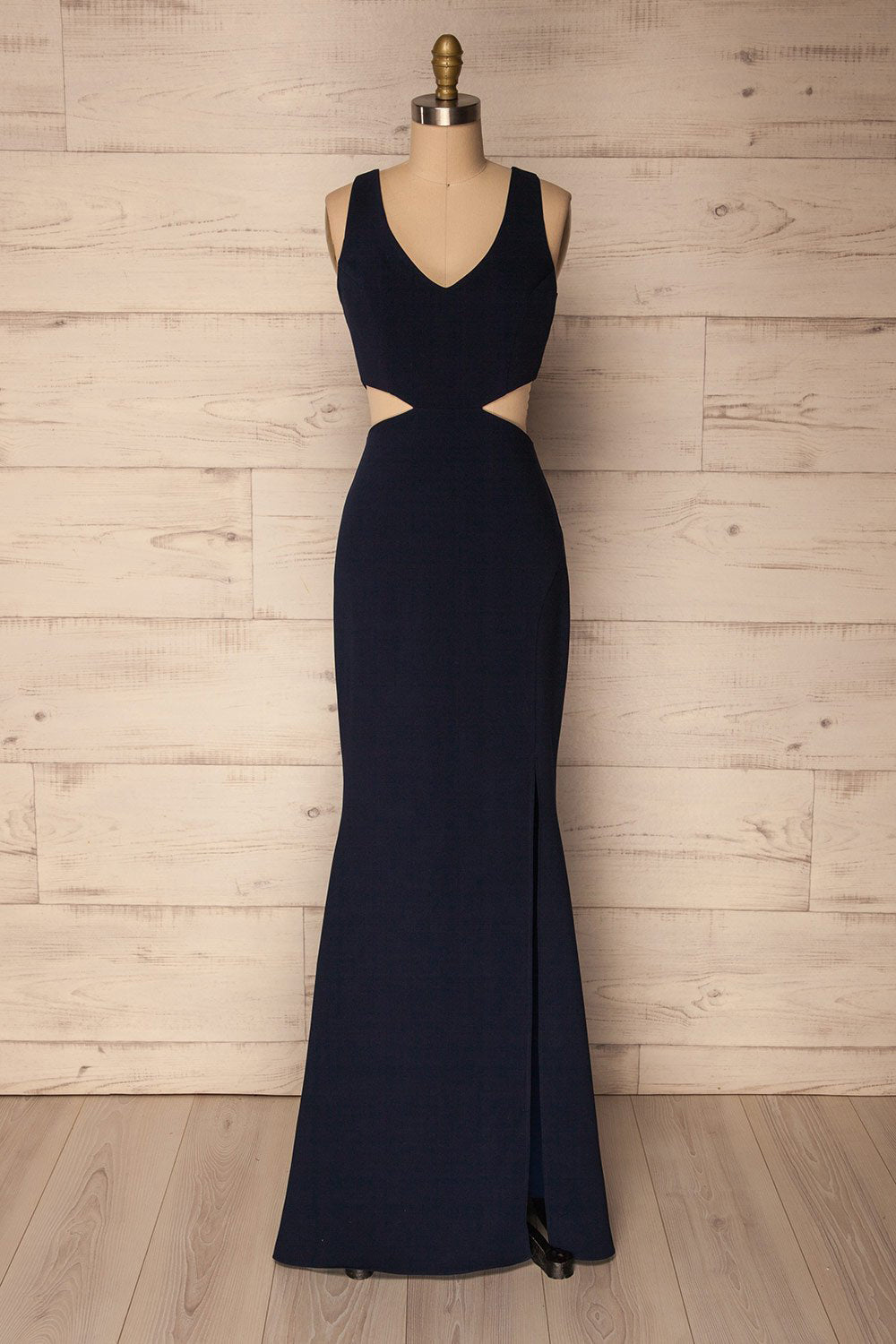 Kiira Navy Blue Cut-Outs Mermaid Gown | La petite garçonne