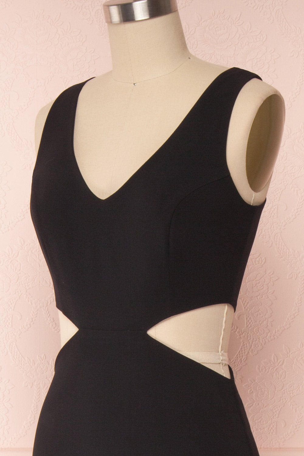 Kiira Black Cut-Outs Mermaid Gown | Boudoir 1861 side close up