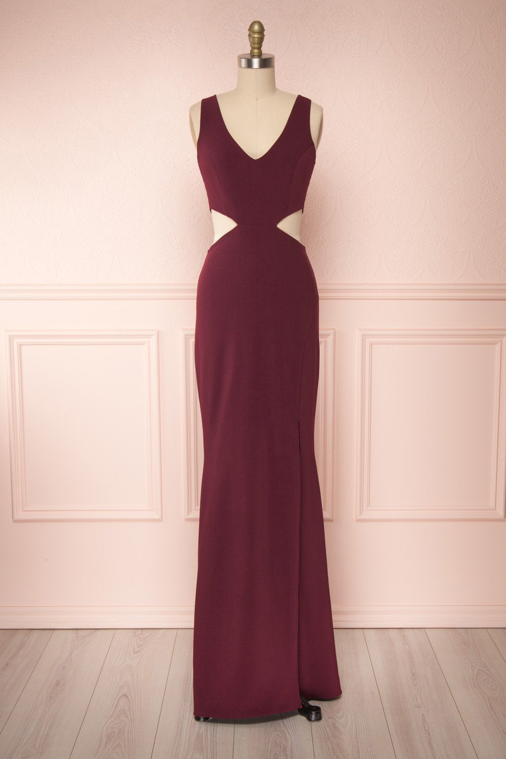 Kiira Burgundy Cut-Outs Mermaid Gown | Boudoir 1861