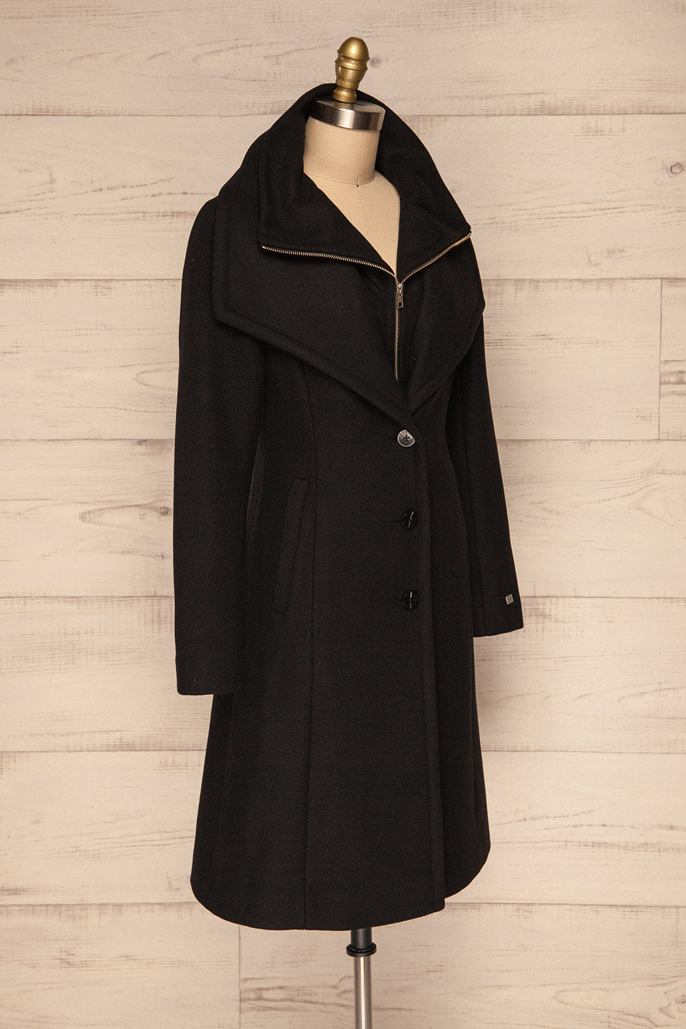 Kikky Black Felt Soia&Kyo Trench Coat side view | La Petite Garçonne