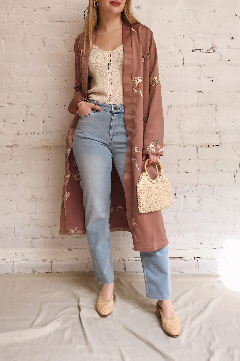 Fallmoen Light Blue High Waisted Jeans | La petite garçonne on model