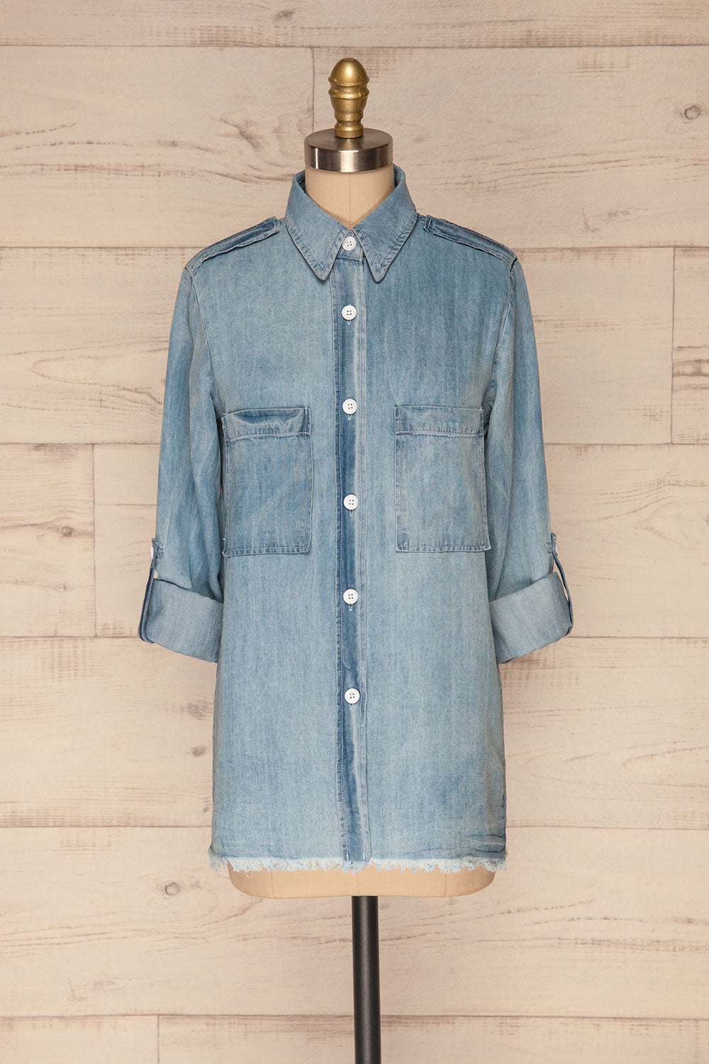 Kingston Light Blue Long Sleeved Denim Shirt | La Petite Garçonne 1