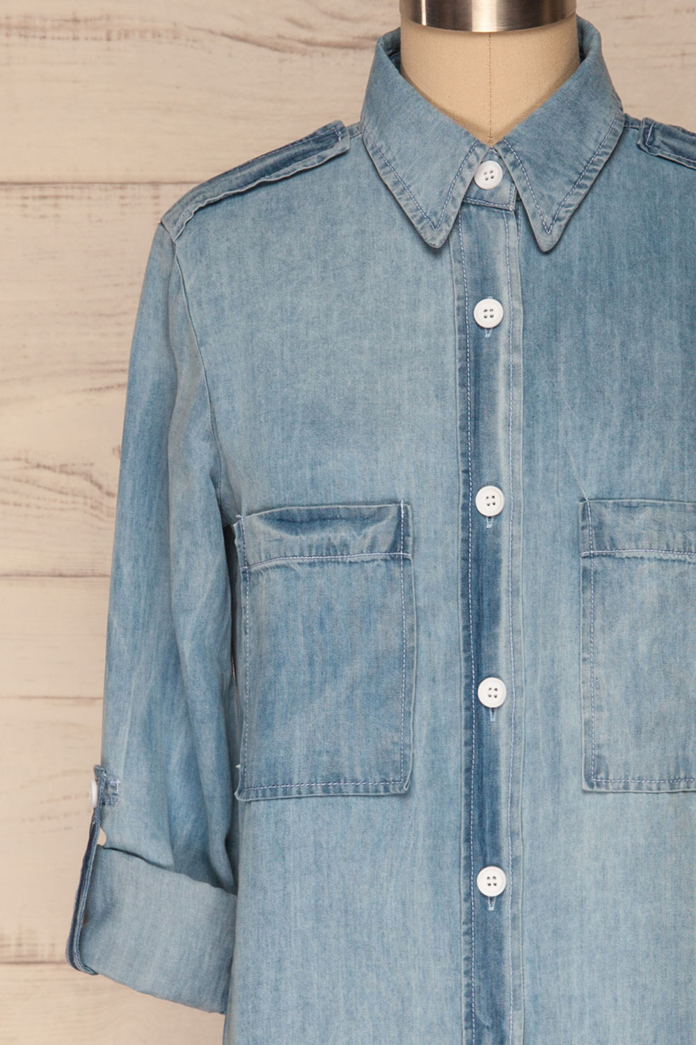 Kingston Light Blue Long Sleeved Denim Shirt | La Petite Garçonne 4