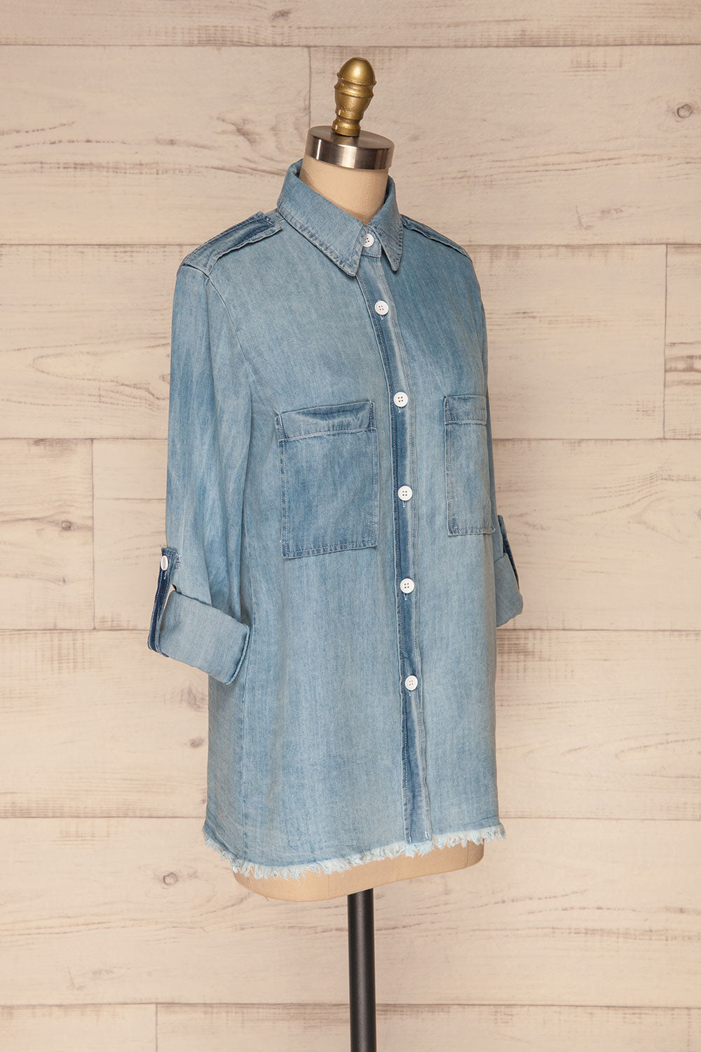Kingston Light Blue Long Sleeved Denim Shirt | La Petite Garçonne 5