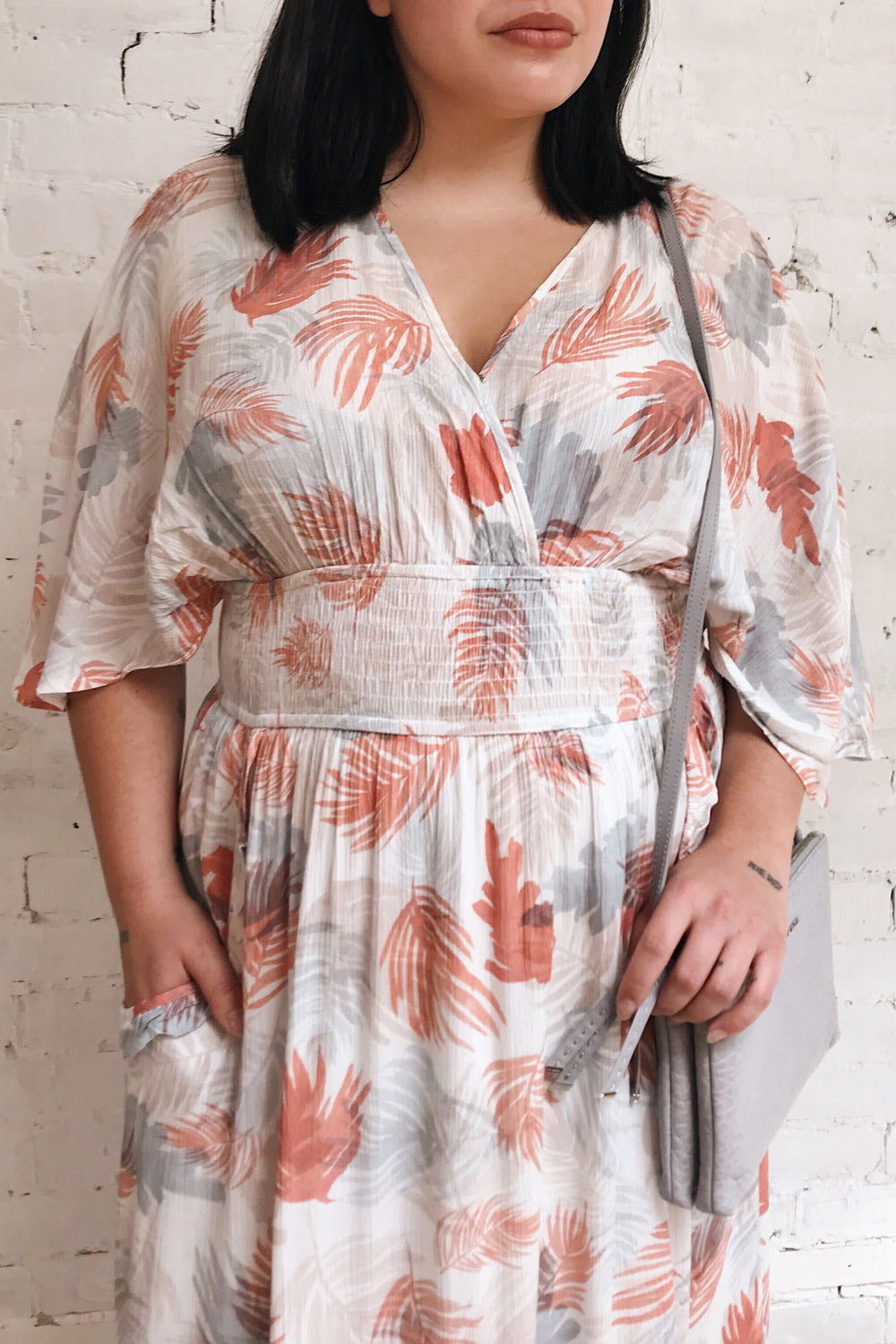 Klavdiya Colourful Leaves Pattern Maxi Dress | Boutique 1861 on model