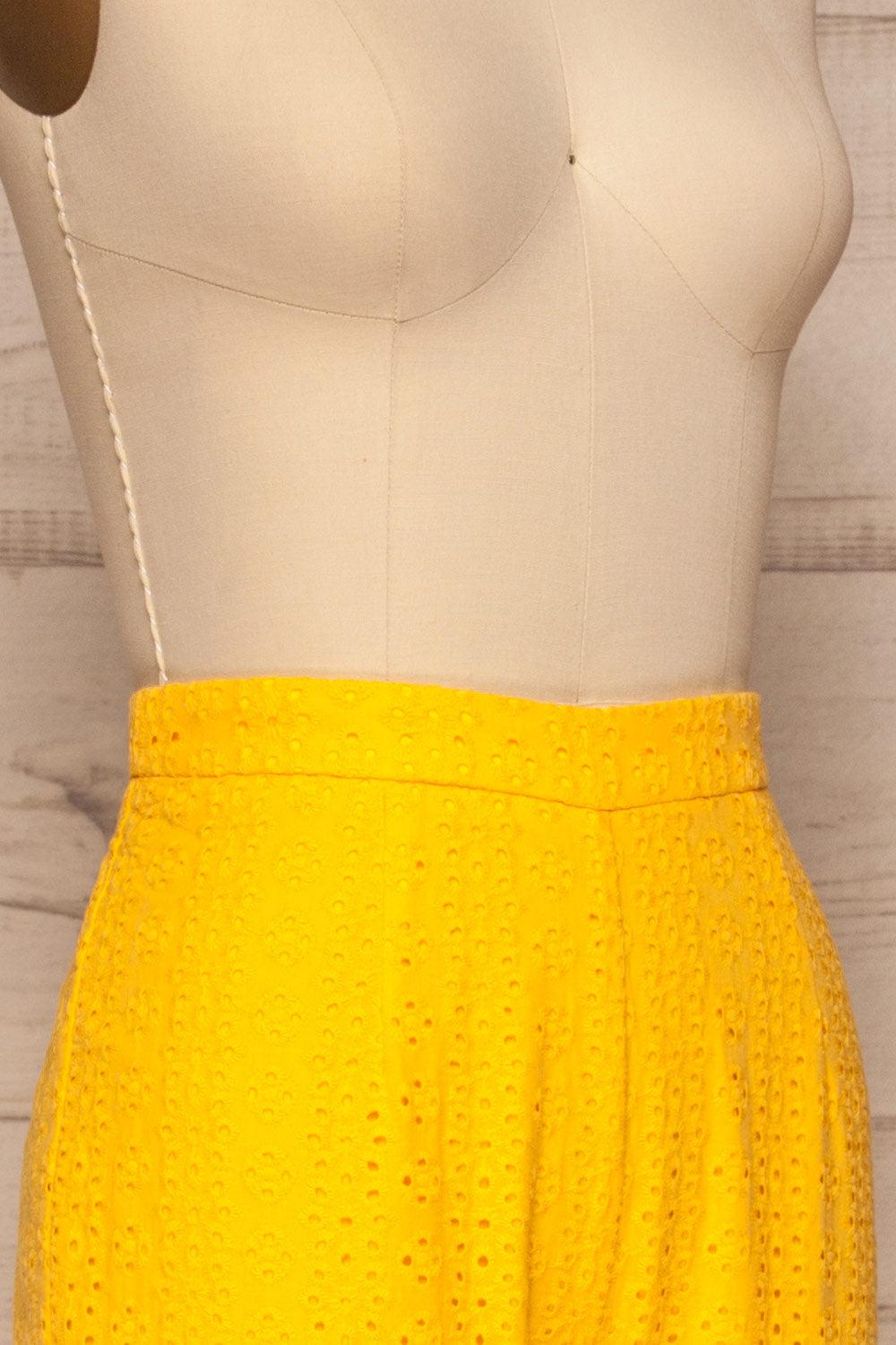 Klobuck Yellow Openwork Straight Leg Pants | La petite garçonne side close up