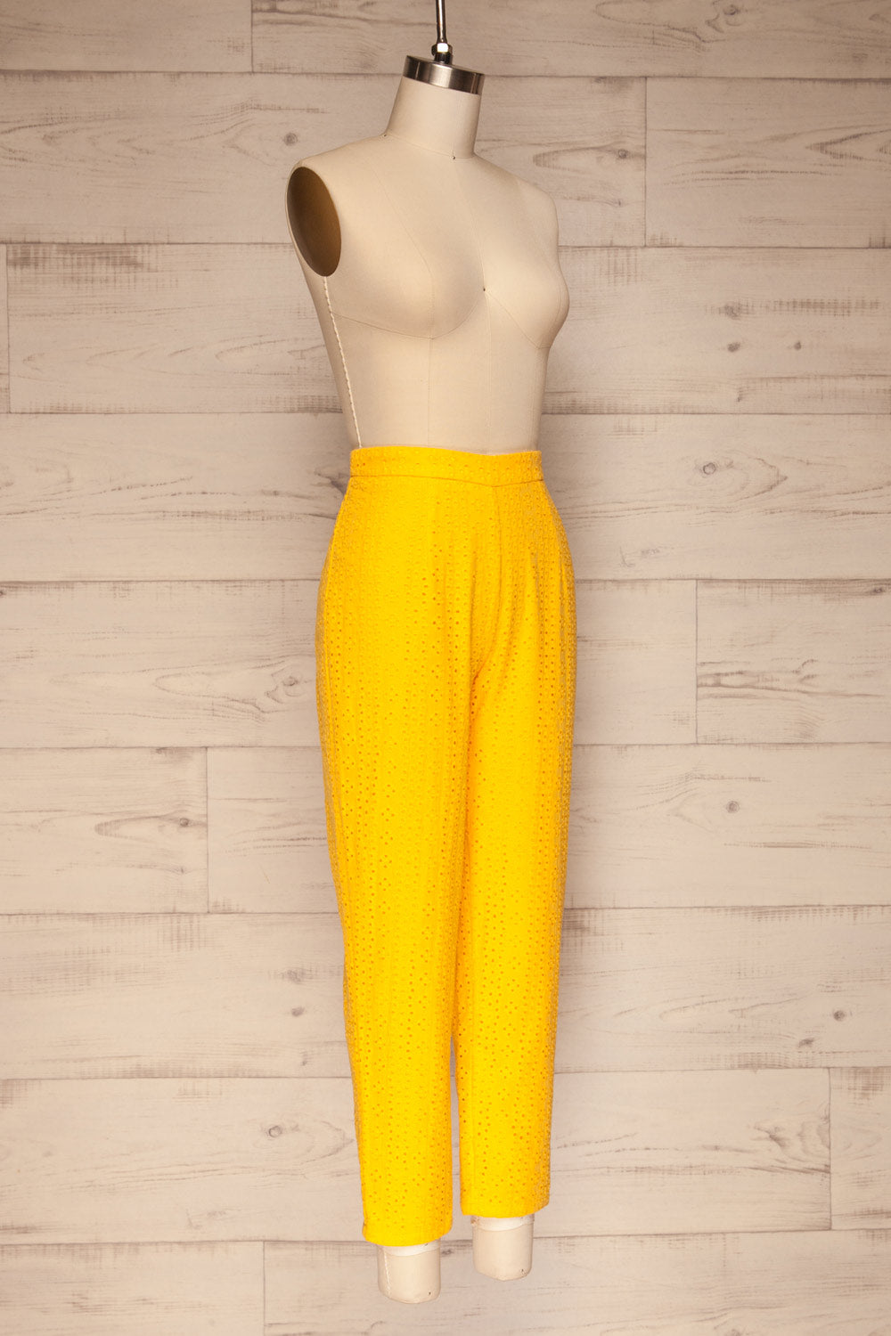 Klobuck Yellow Openwork Straight Leg Pants | La petite garçonne side view