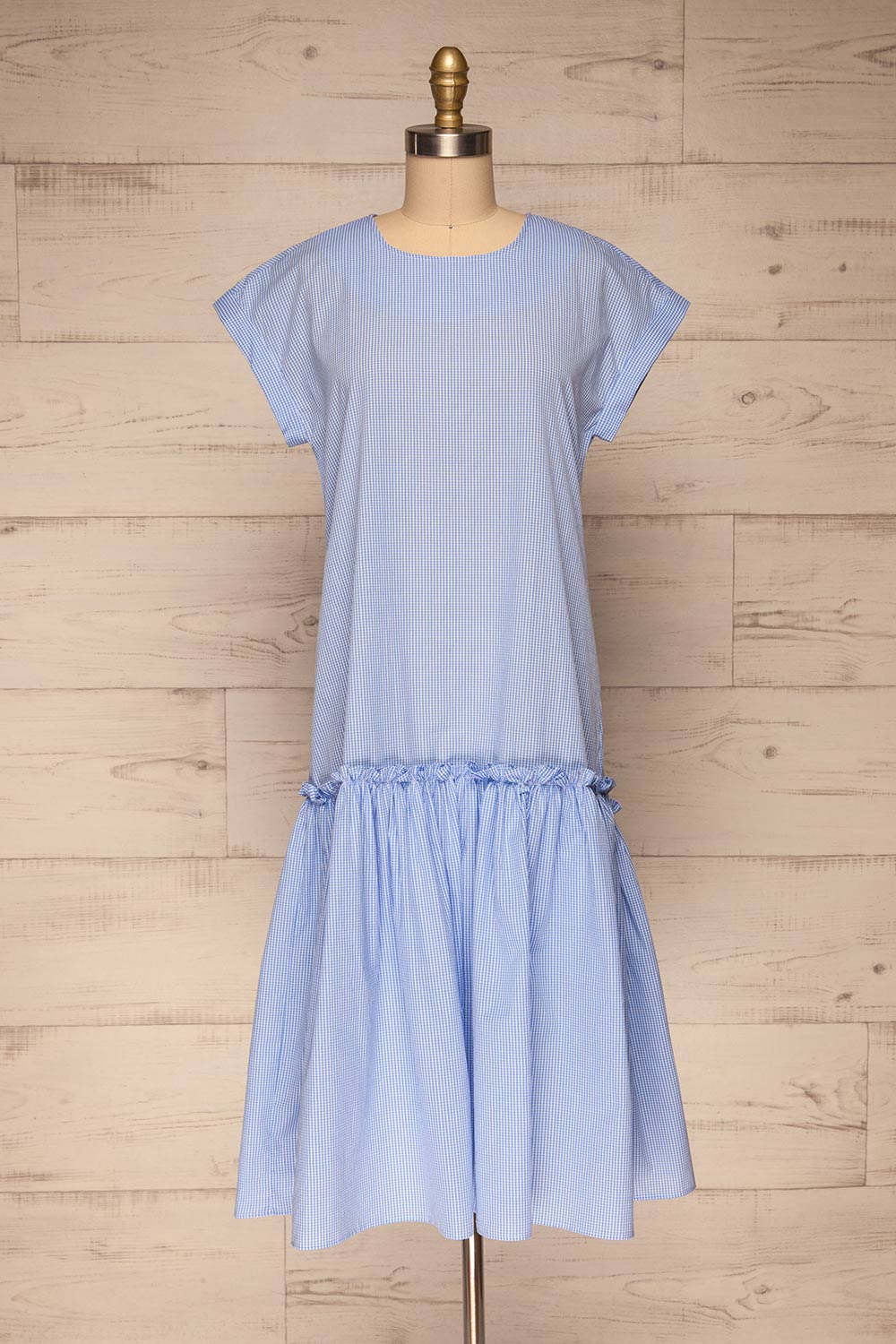 Kolobrzeg White & Blue Plaid Dress front view | La petite garçonne