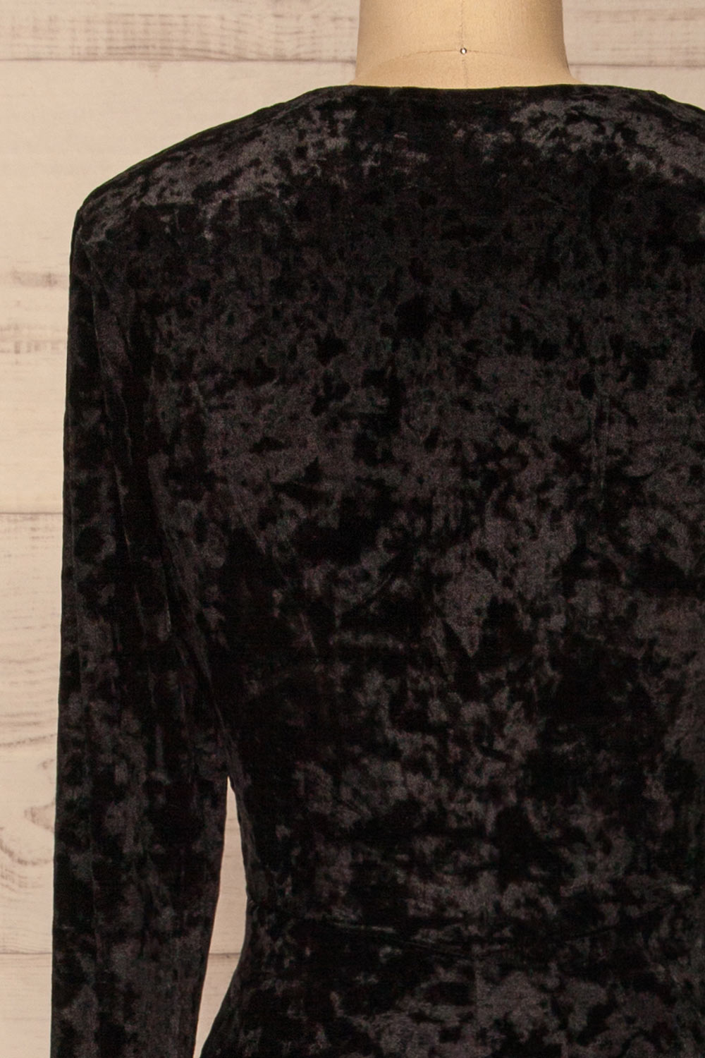 Korfantow Black Velvet Maxi Dress | La petite garçonne back close-up