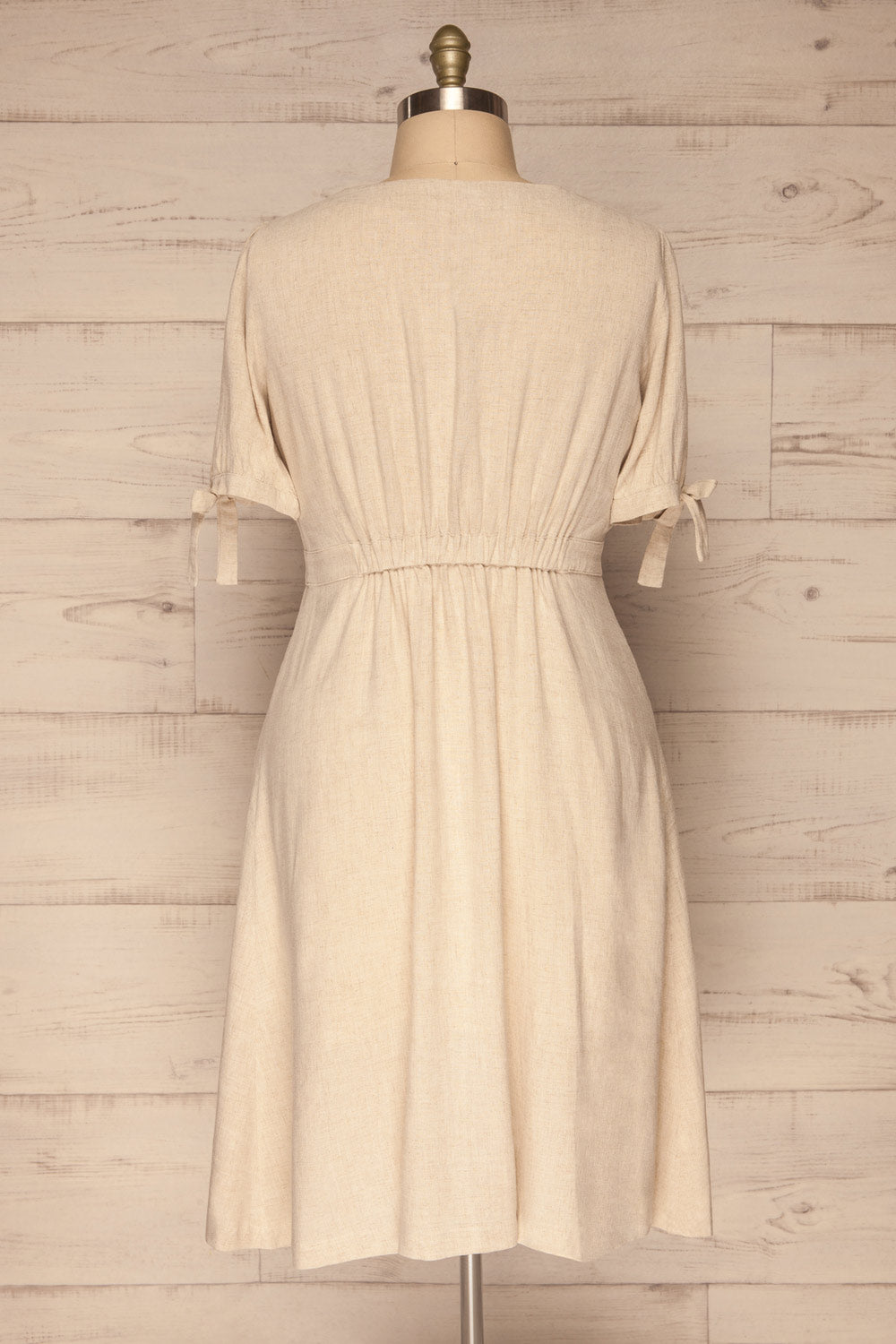 Korkula Beige Linen Buttoned Plus Size Dress | La petite garçonne back view
