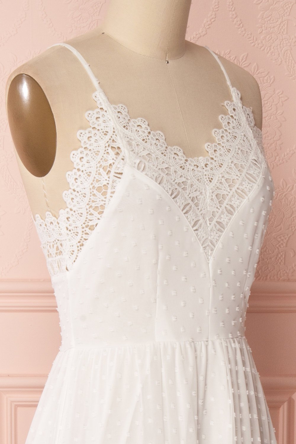 Edit website SEO Kornelia White Lace & Plumetis Layered Dress side close-up | Boudoir 1861
