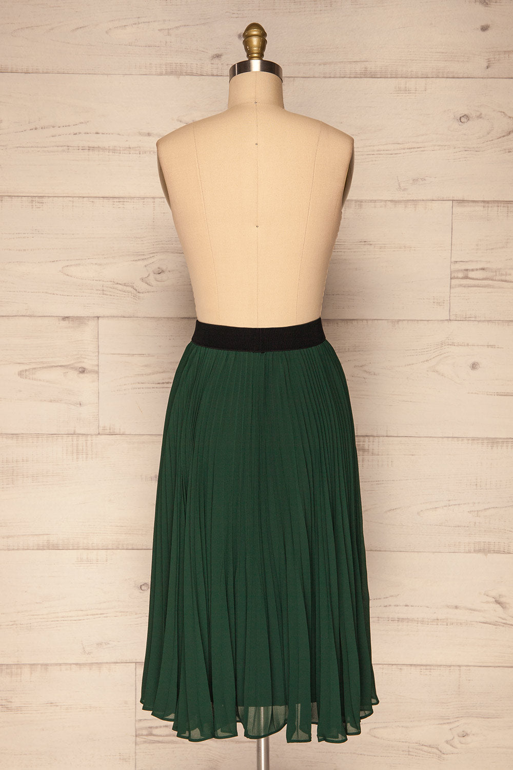 Kornik Pine Green Pleated Midi Skirt | BACK VIEW | La Petite Garçonne