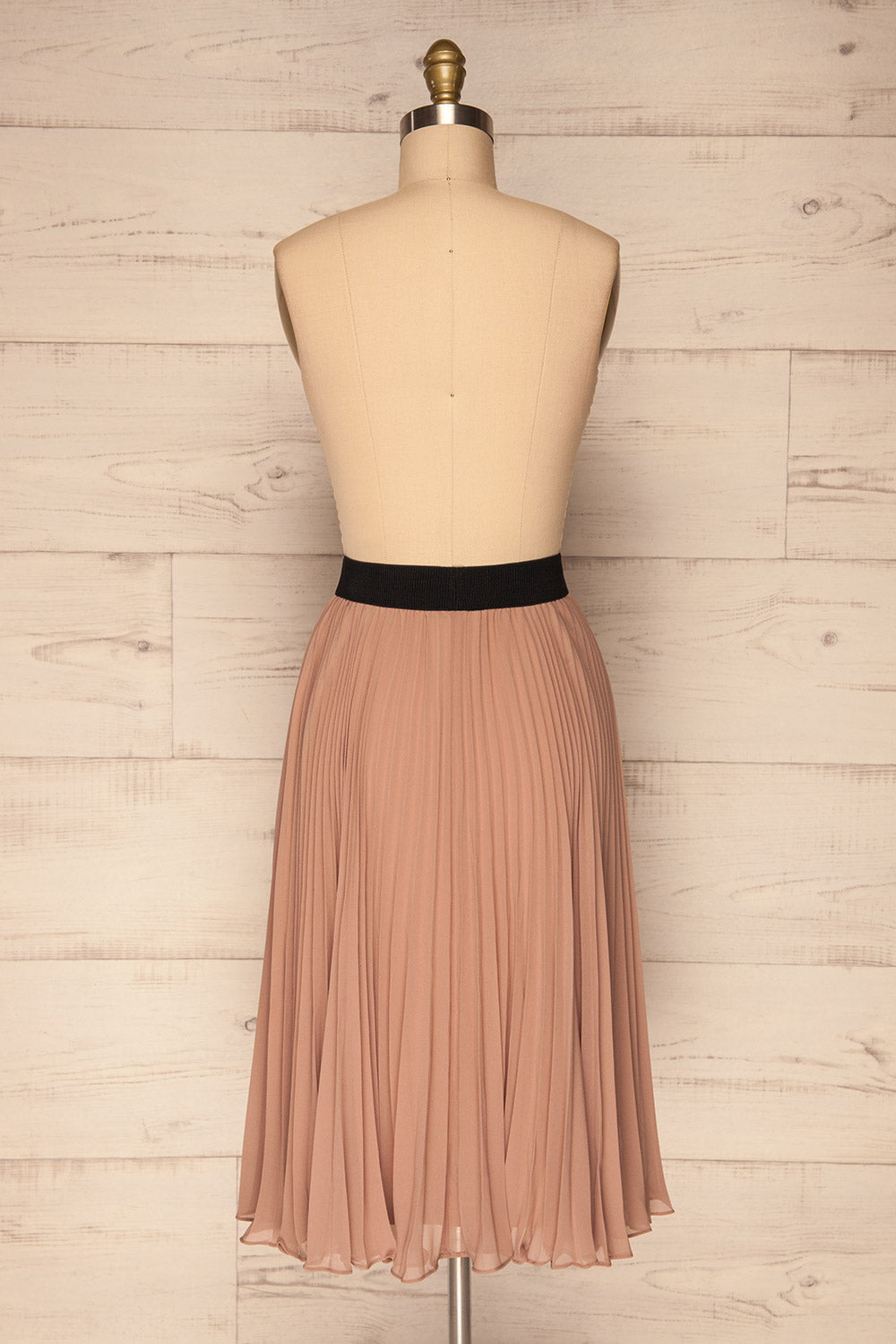 Kornik Sand Beige Pleated Midi Skirt | BACK VIEW | La Petite Garçonne