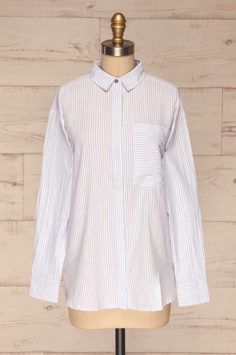 Kouvola Bleu Striped Shirt | Chemisier | La Petite Garçonne front view