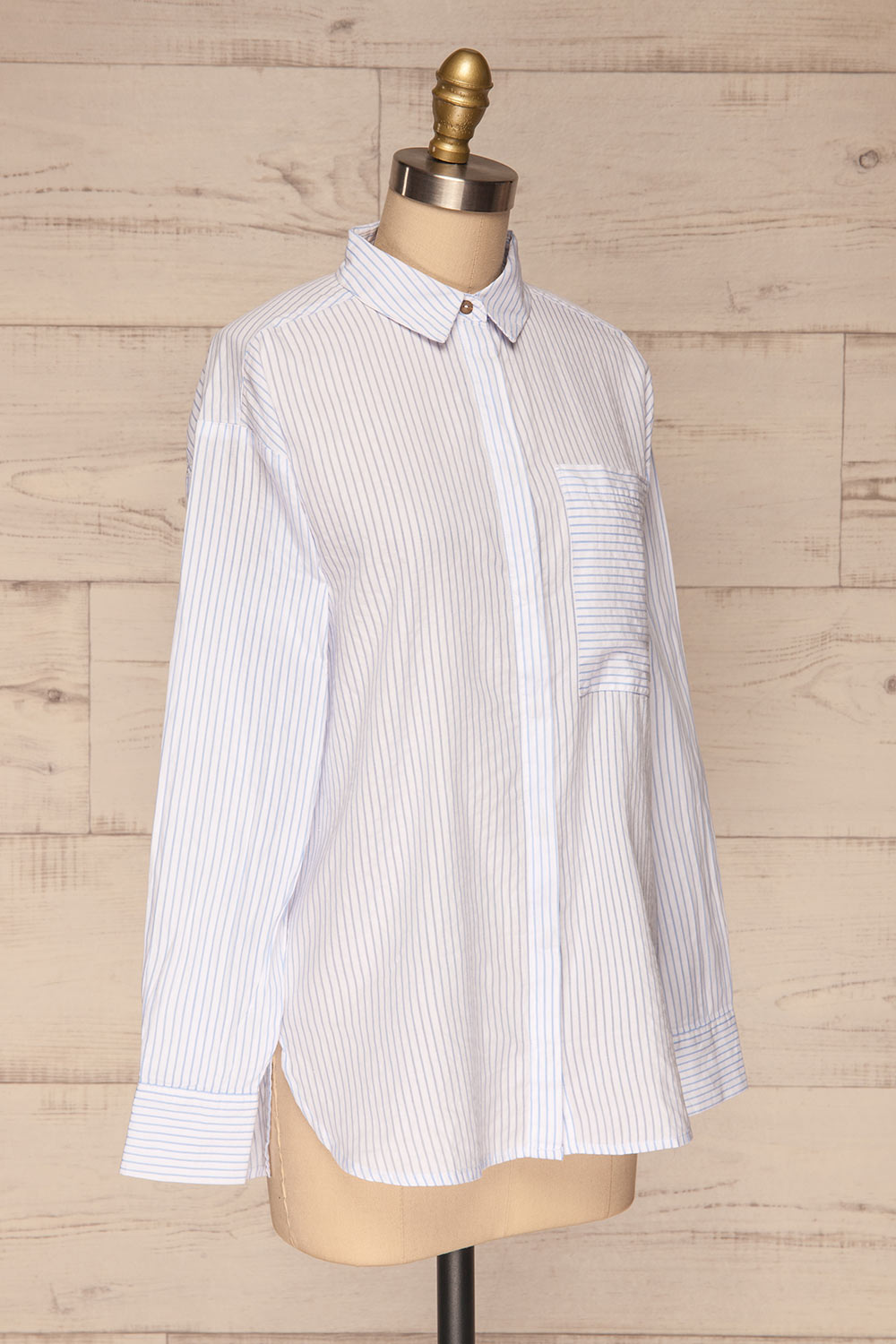 Kouvola Bleu Striped Shirt | Chemisier | La Petite Garçonne side view