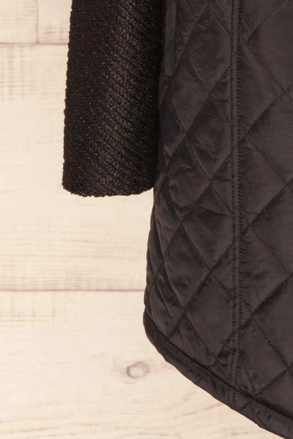 Kujawska Black Quilted Coat w/ Shawl Collar | TEXTURE DETAIL | La Petite Garçonne